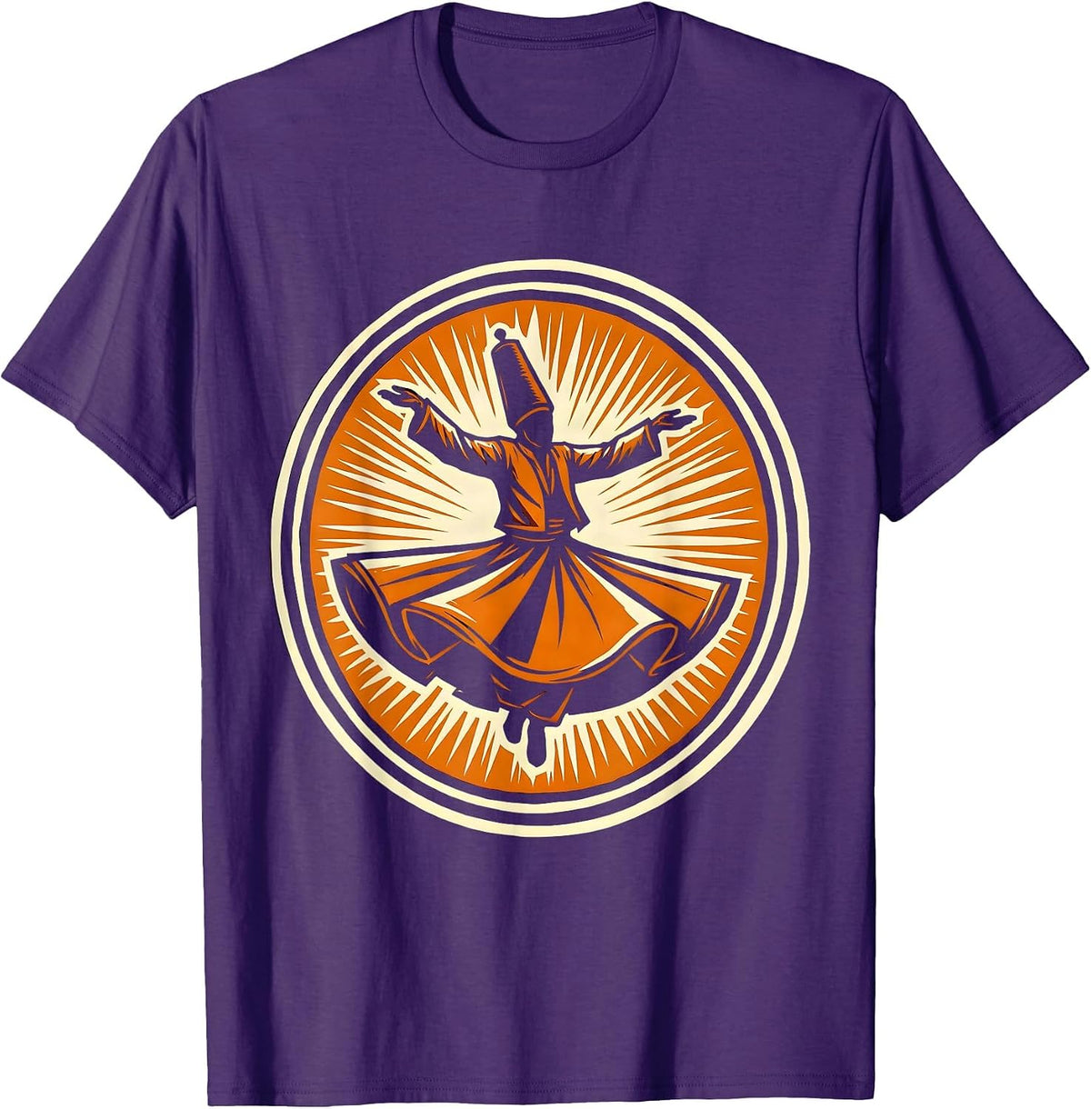 Sufi Dervish Whirling Spiritual Art Design T-Shirt - Purple