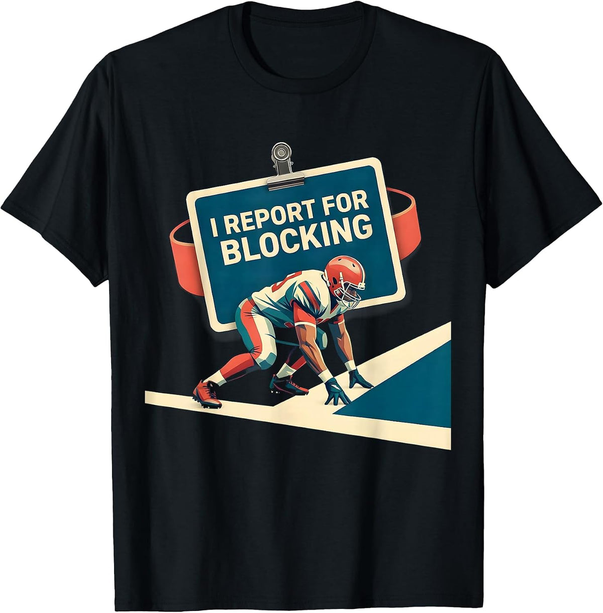 Men's I Report For Blocking Funny Football Lineman Linemen Gift T-Shirt - Black