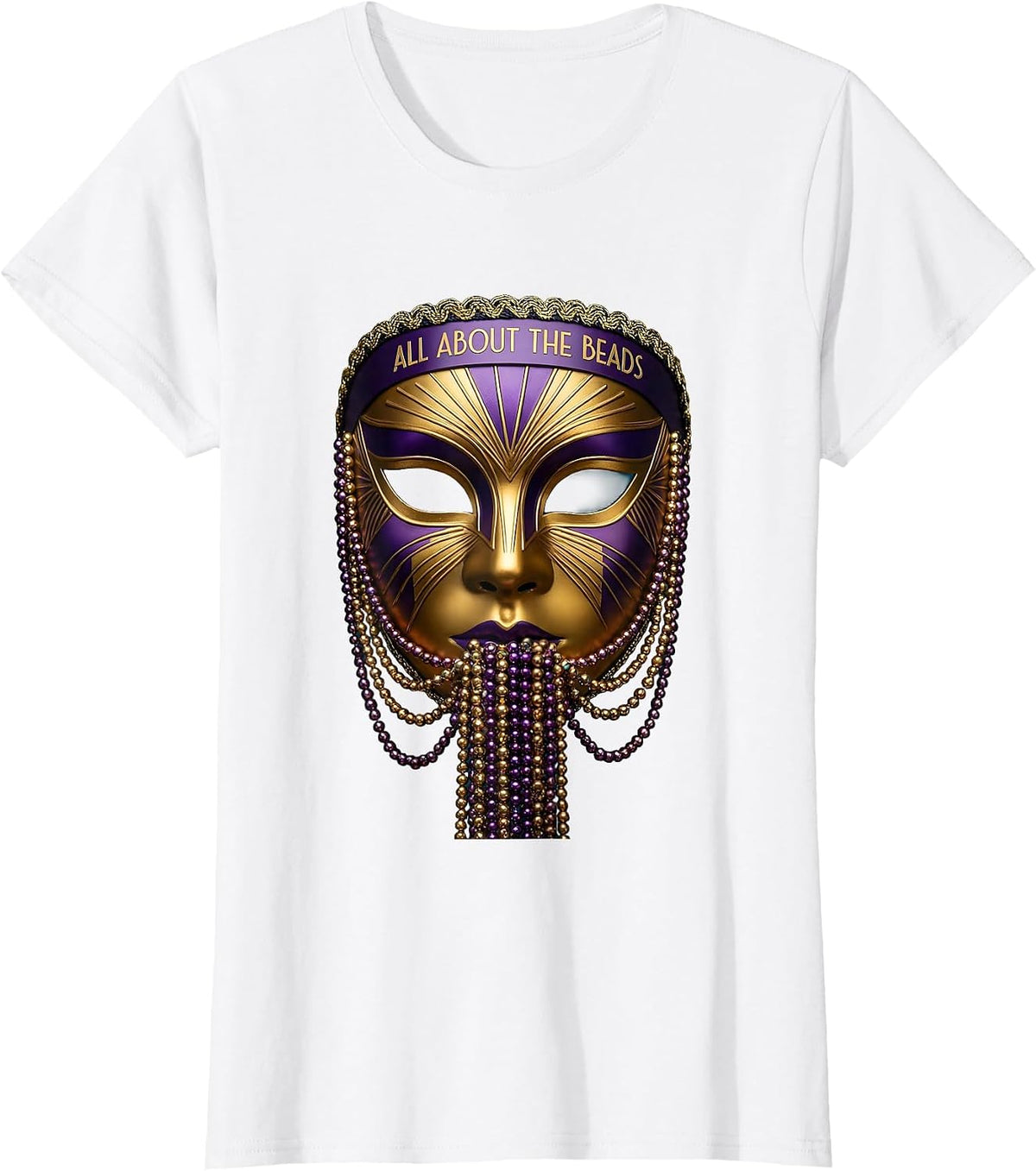 All About The Beads Mardi Gras Celebration Design T-Shirt - White