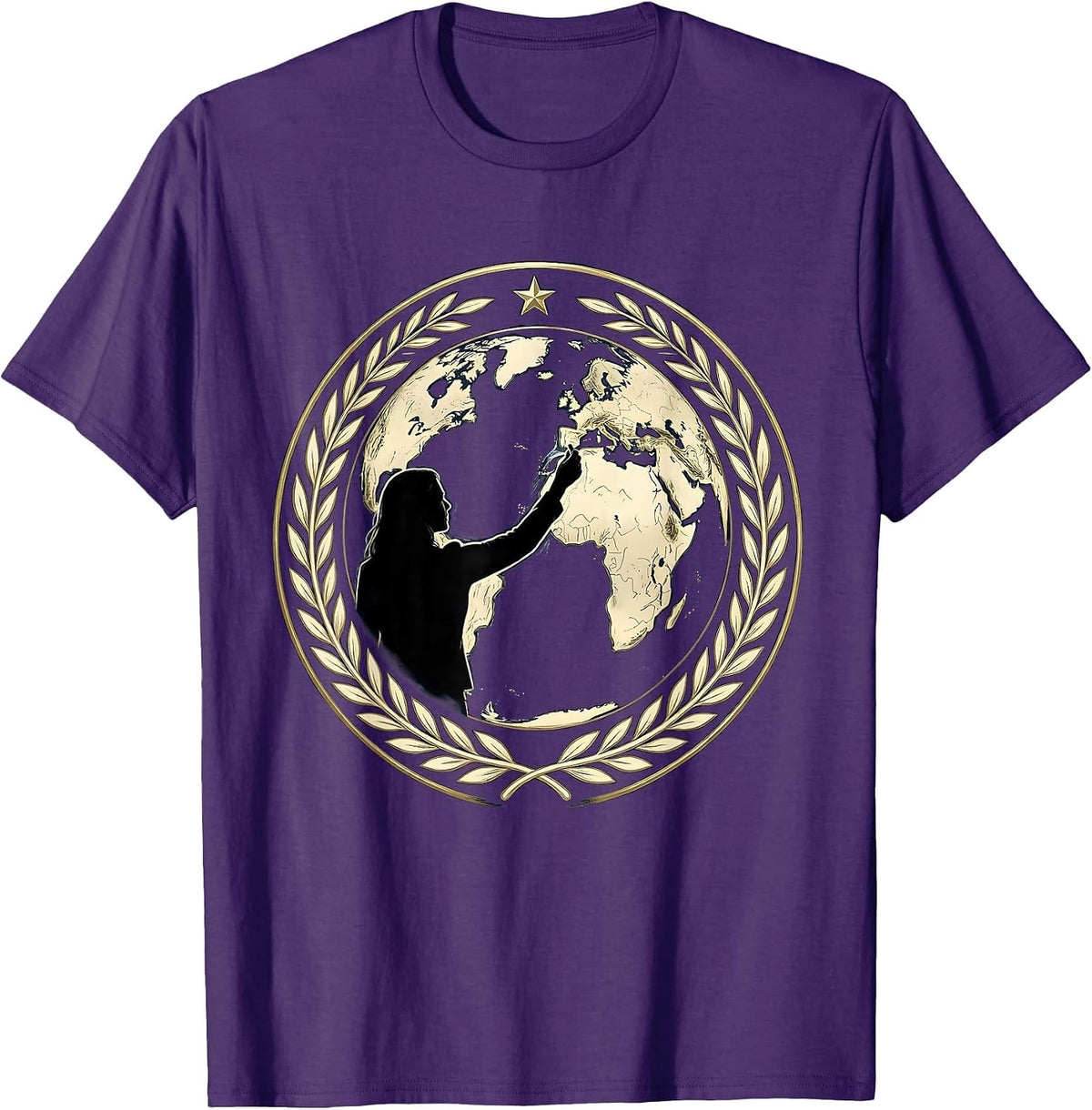 Teacher World Map Chalk Drawing Illustration T-Shirt - Purple