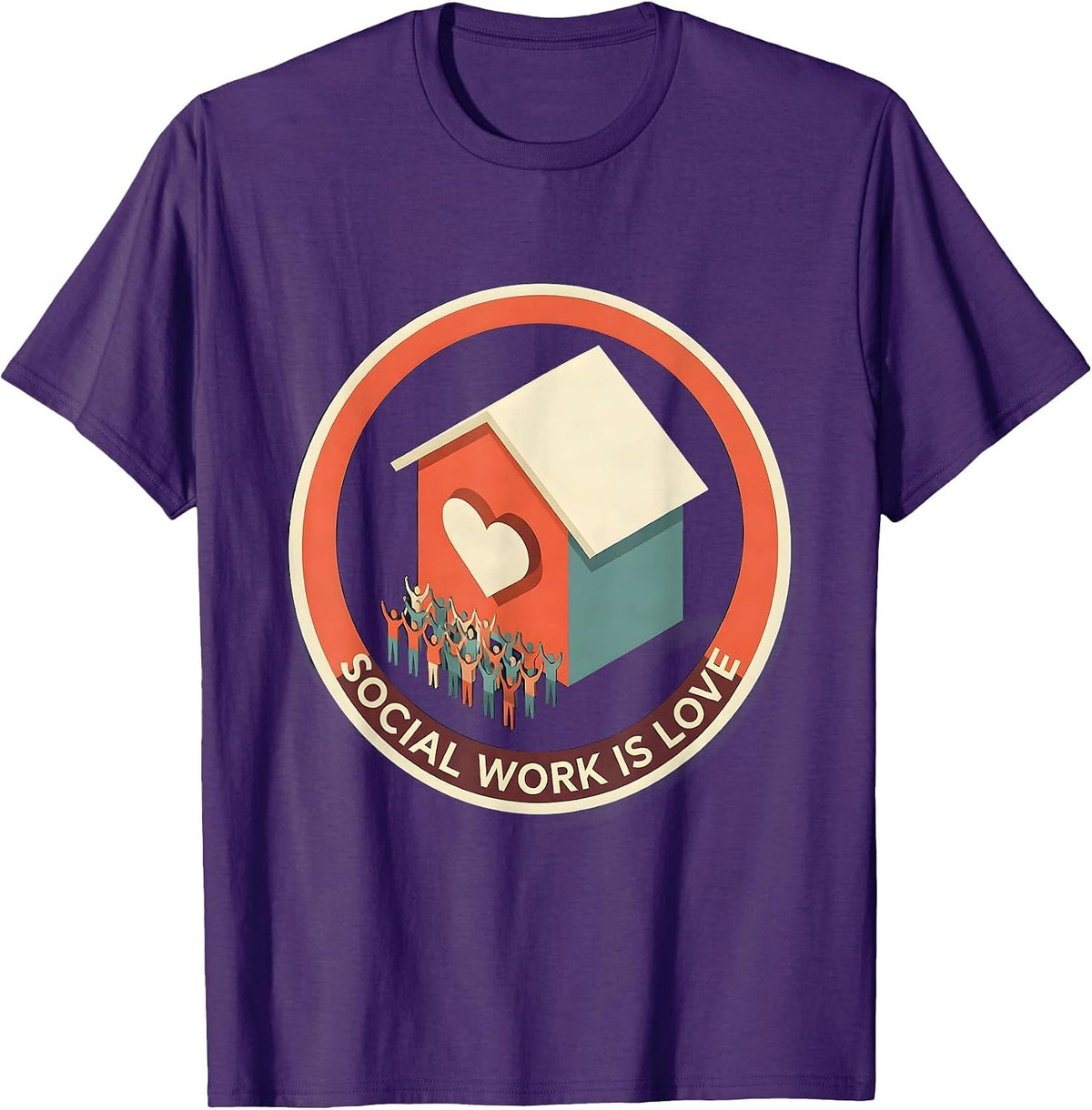 Social Work Is Love Inspirational Design T-Shirt - Purple