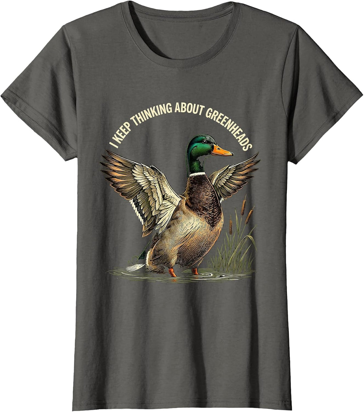 Women's I Keep Thinking About Greenheads Vintage Mallard Duck T-Shirt - Asphalt Grey