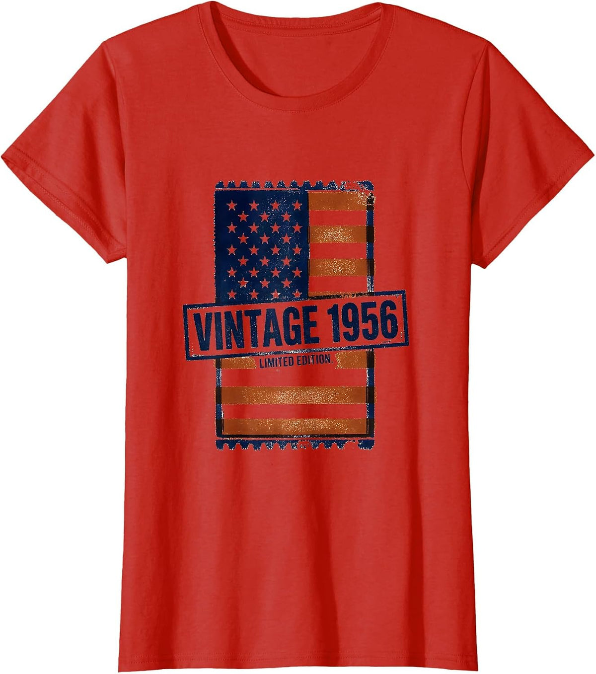 Women's Vintage 1956 Limited Edition Stamp 70th Birthday Gift Men T-Shirt - Red
