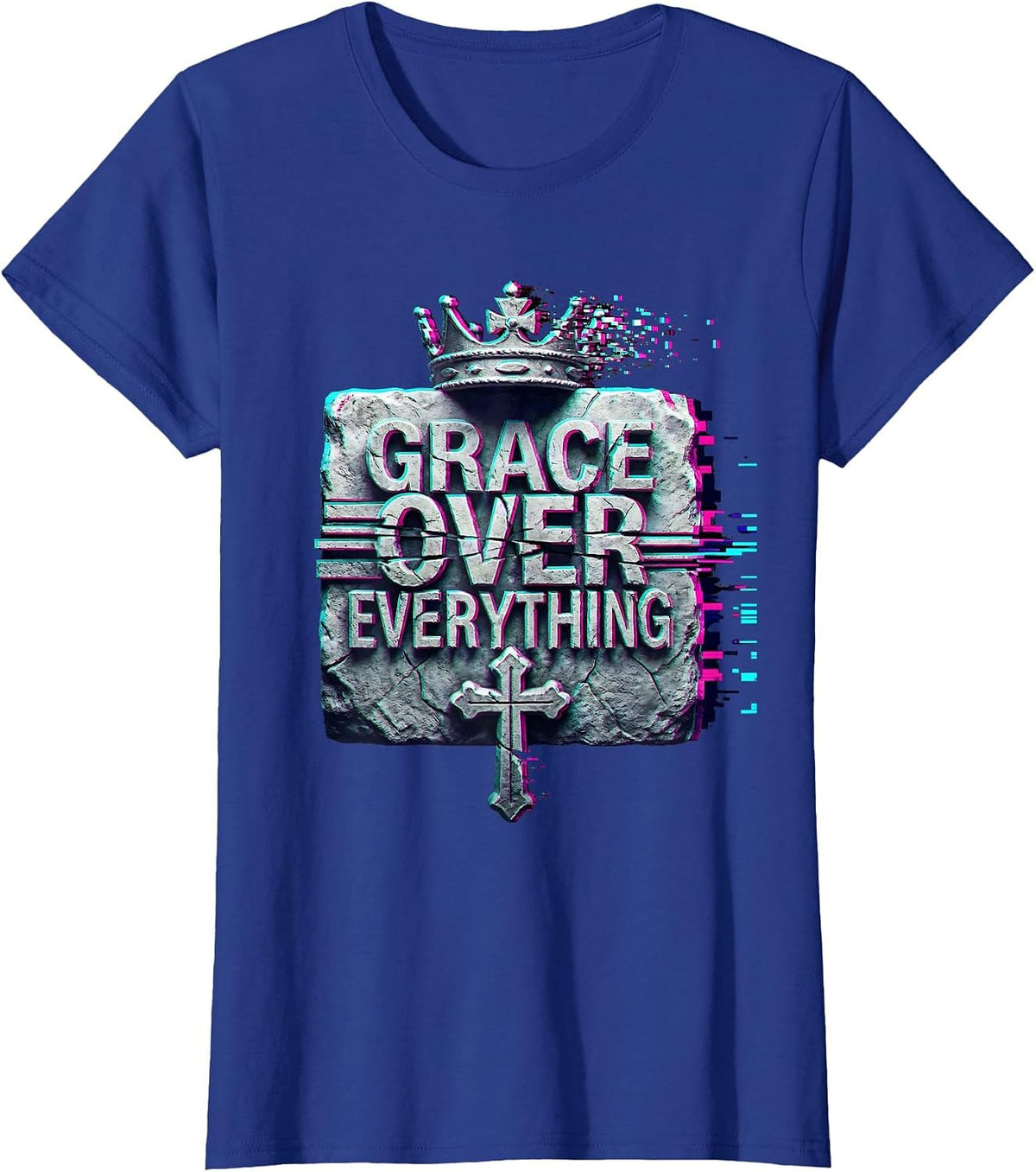 Women's Grace Over Everything Faith Over Fear Design T-Shirt - Royal Blue
