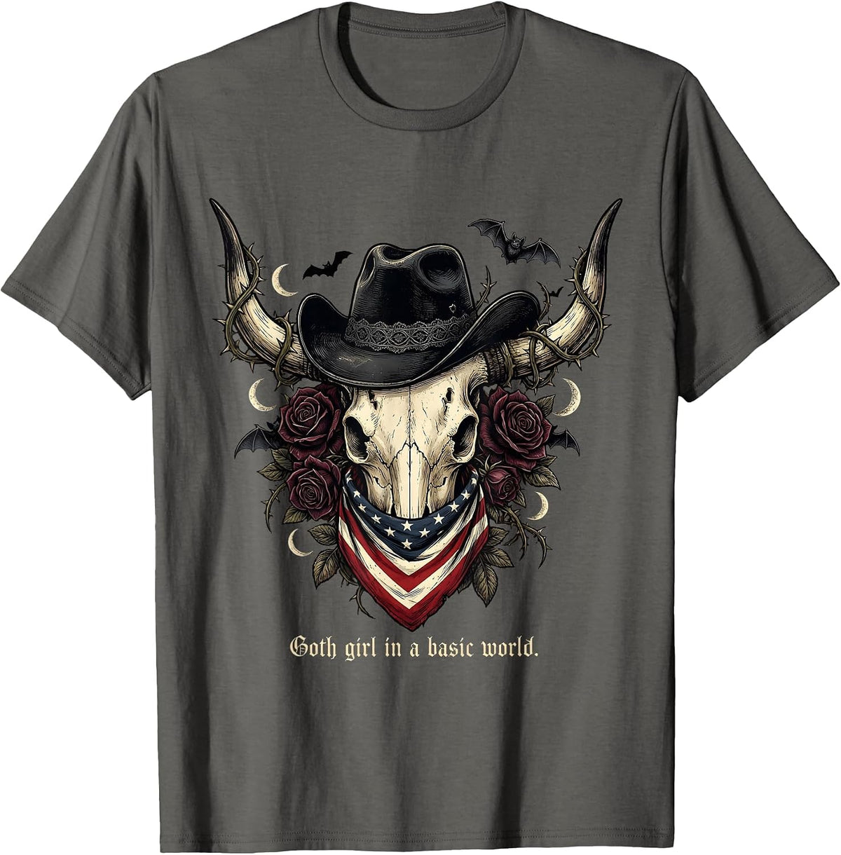 Goth Girl In A Basic World Dark Aesthetic Design T-Shirt - Asphalt Grey