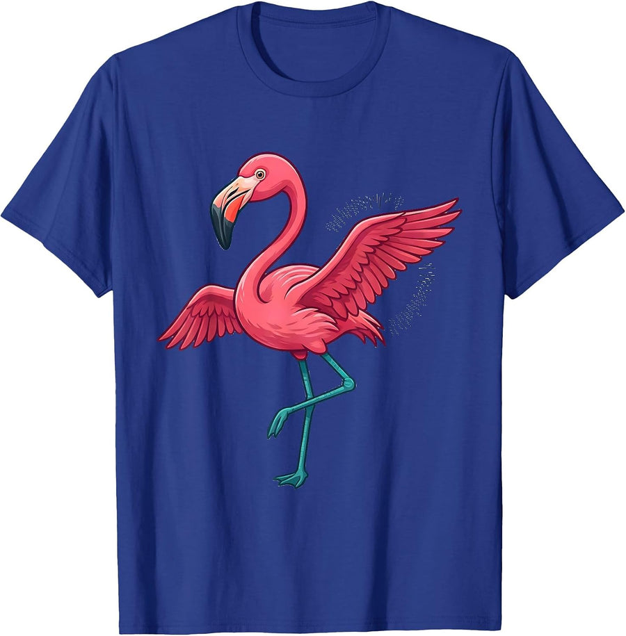 Pink Flamingo Flat Vector Bird Lover Humor T-Shirt - Royal Blue