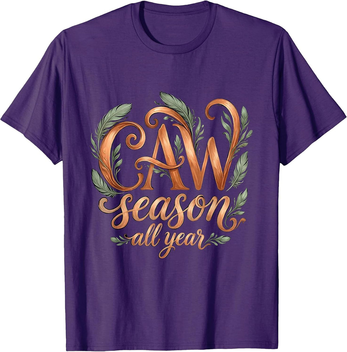 Men's CAW Season All Year Crow Bird Lover Design T-Shirt - Purple