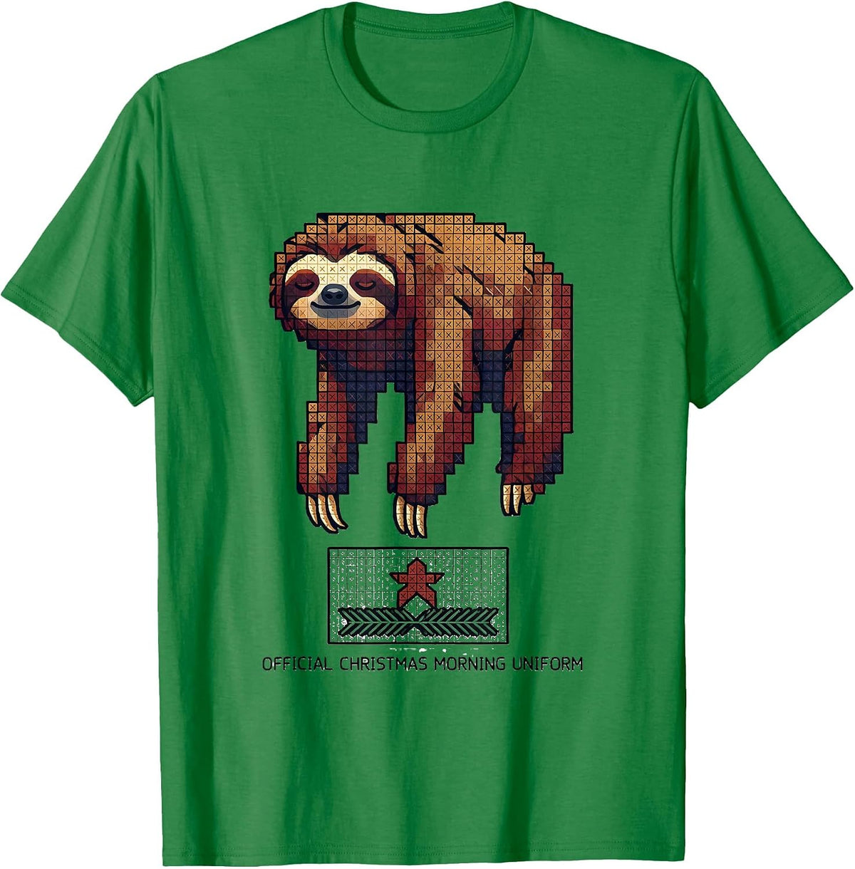 Men's Official Christmas Morning Uniform Funny Sloth Lover Ugly T-Shirt - Kelly Green