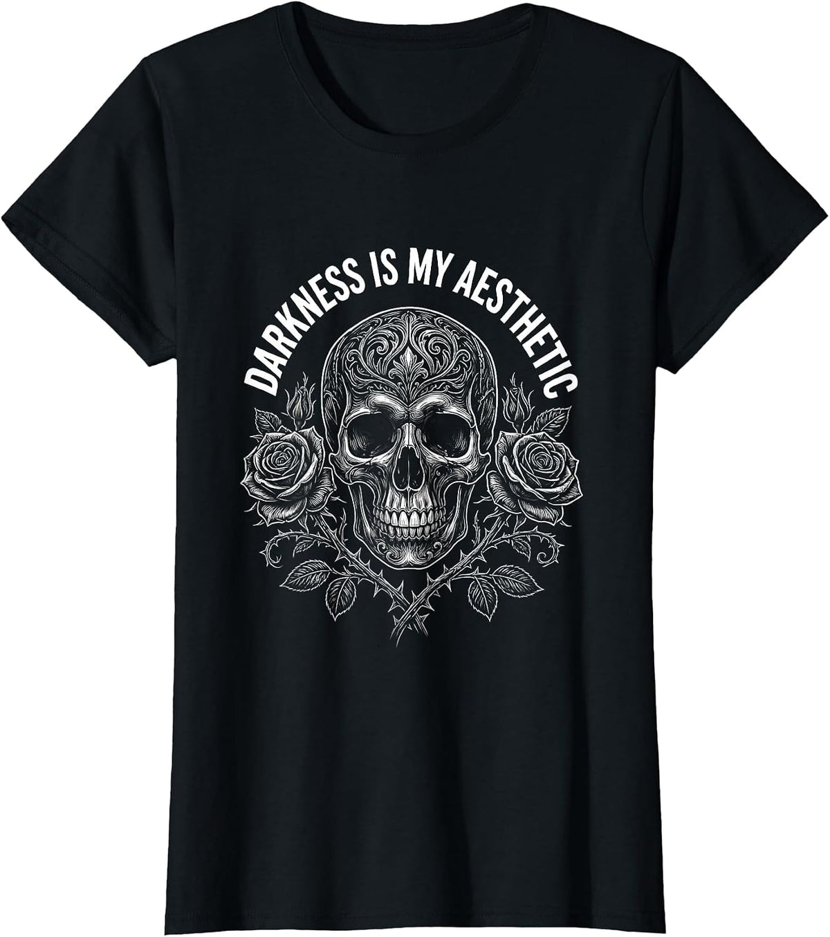 Darkness Is My Aesthetic Goth Design T-Shirt - Black