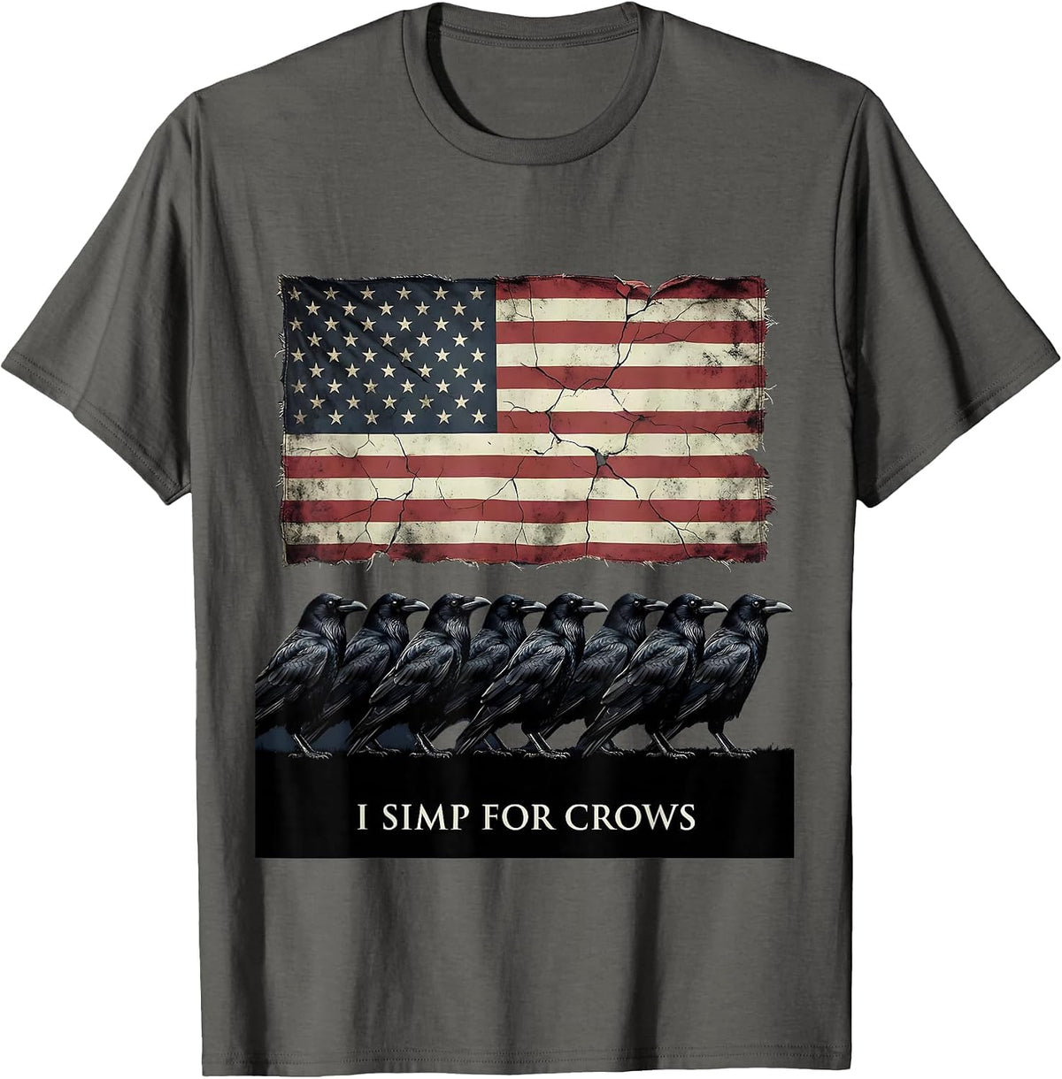 Men's I Simp For Crows Funny Bird Lover Design T-Shirt - Asphalt Grey