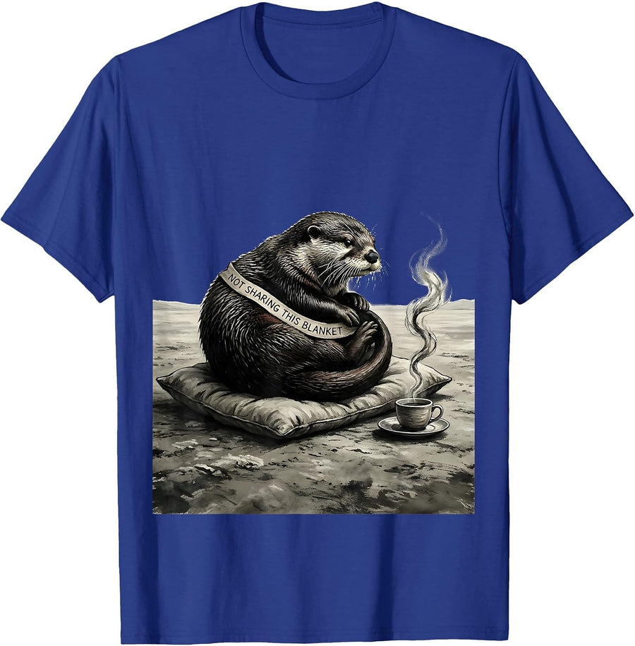 Not Sharing This Blanket Funny Japanese Kaiju Kawaii Otter T-Shirt - Royal Blue