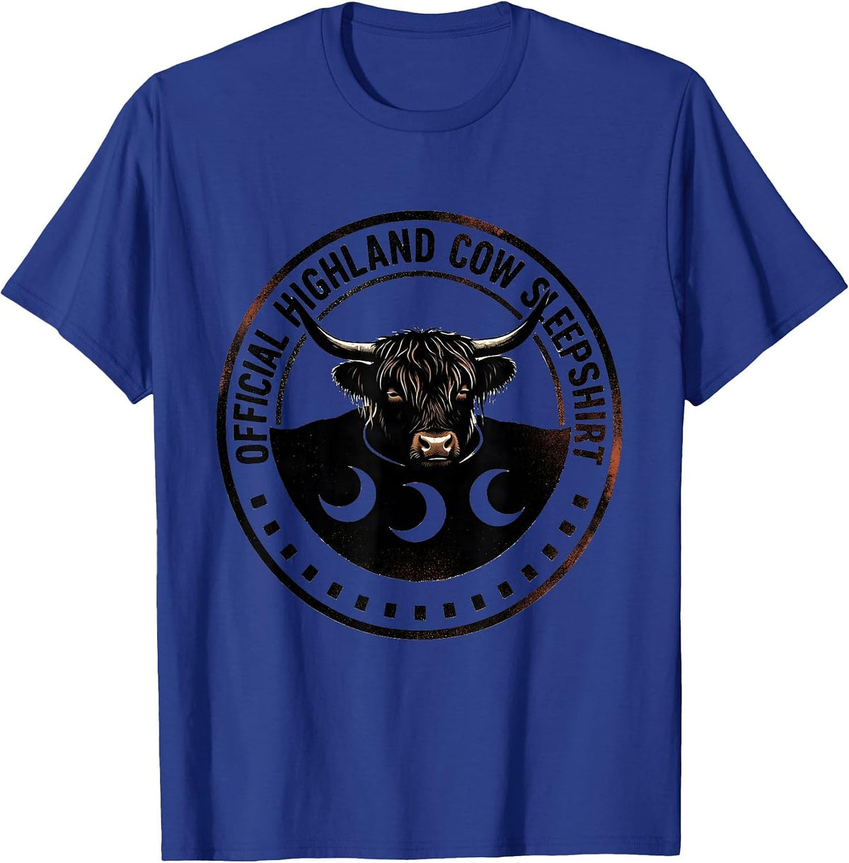 Men's Official Highland Cow Sleepshirt Funny Cozy Cute Animal T-Shirt - Royal Blue