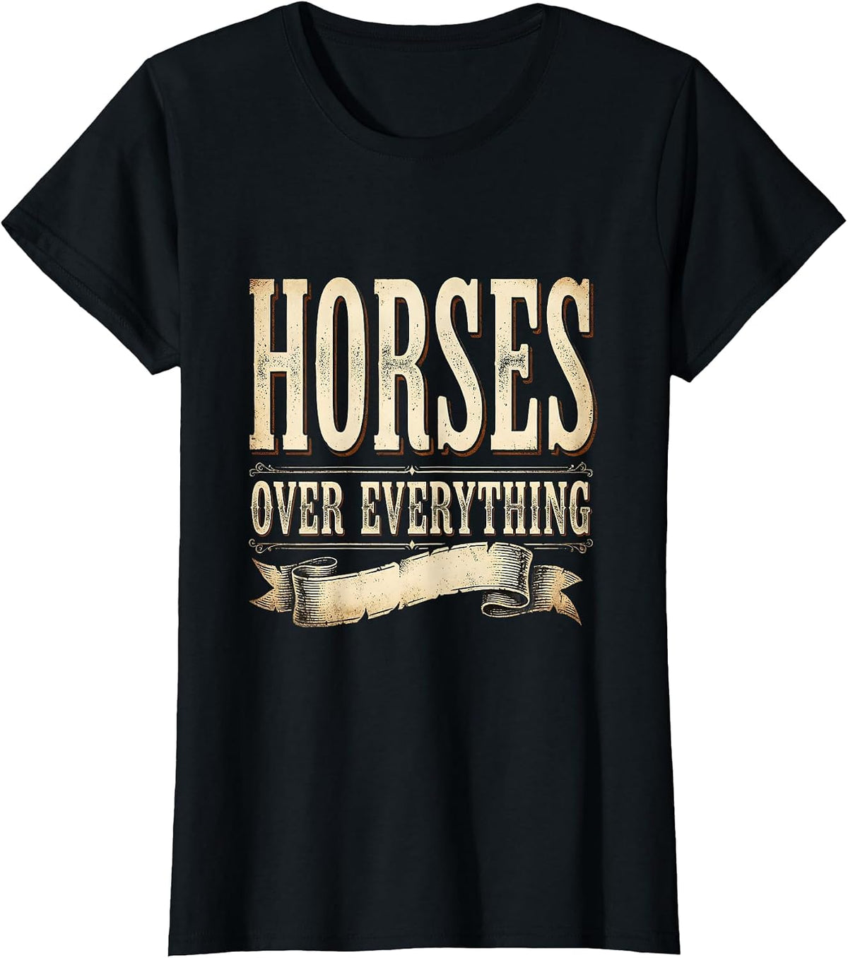 Horses Over Everything Cowboy Graphic Design T-Shirt - Black