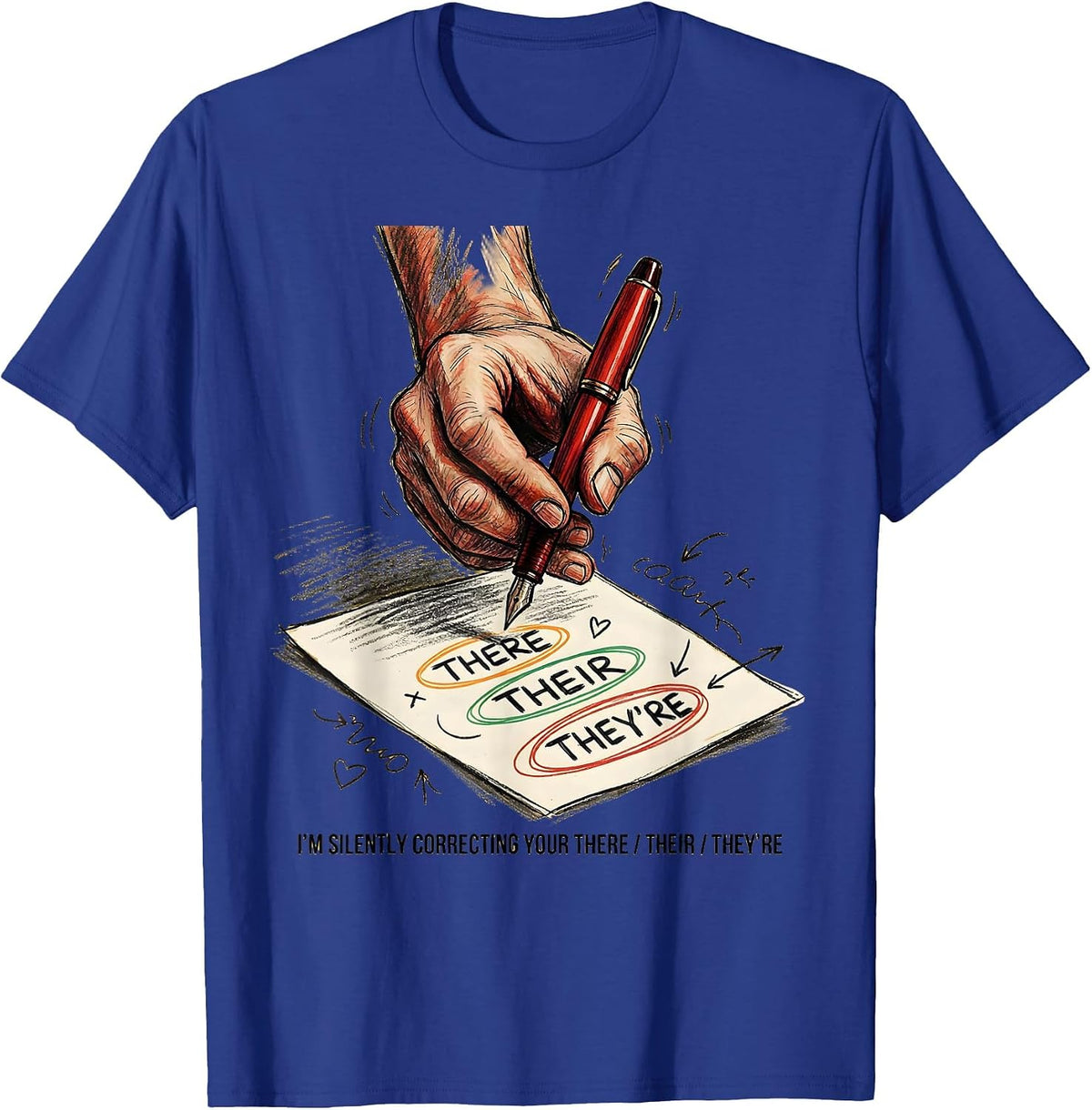 Men's I'm Silently Correcting Your There/Their/They're Funny T-Shirt - Royal Blue