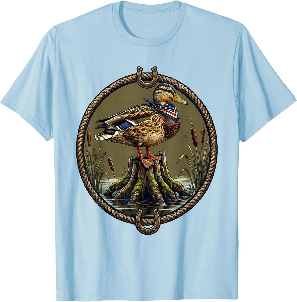 Men's Duck Camo Cypress Knee Perch Wildlife Art T-Shirt - Baby Blue