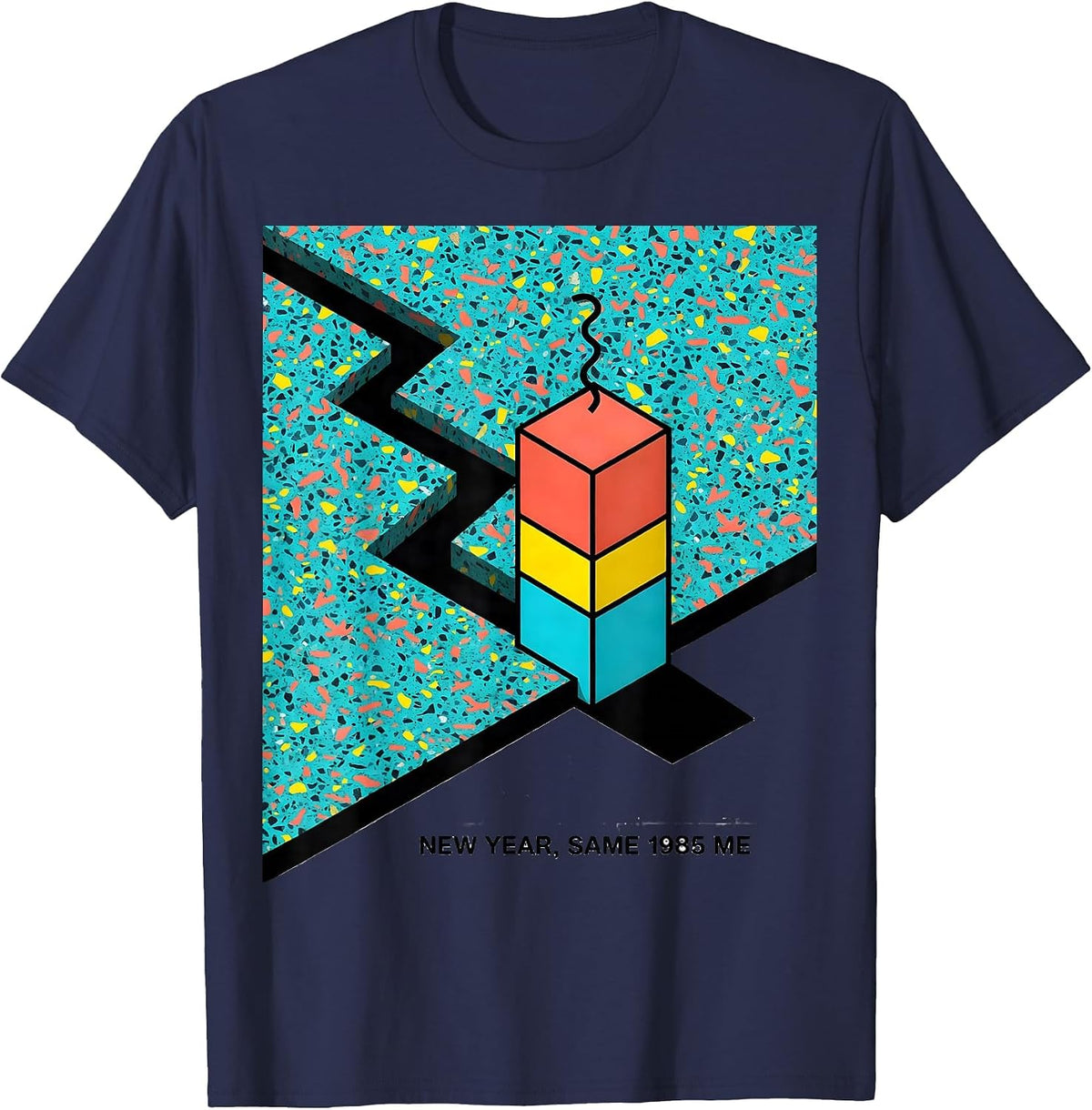 Men's New Year Same 1985 Me Memphis Postmodern 80s Party Costume T-Shirt - Navy Blue