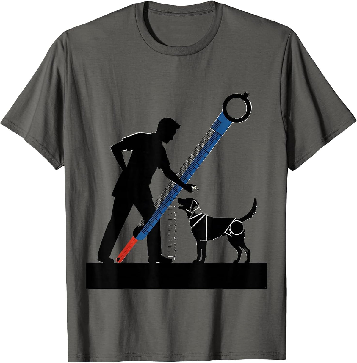 Geometric Vet Tech Silhouette Funny Veterinary Humor T-Shirt - Asphalt Grey