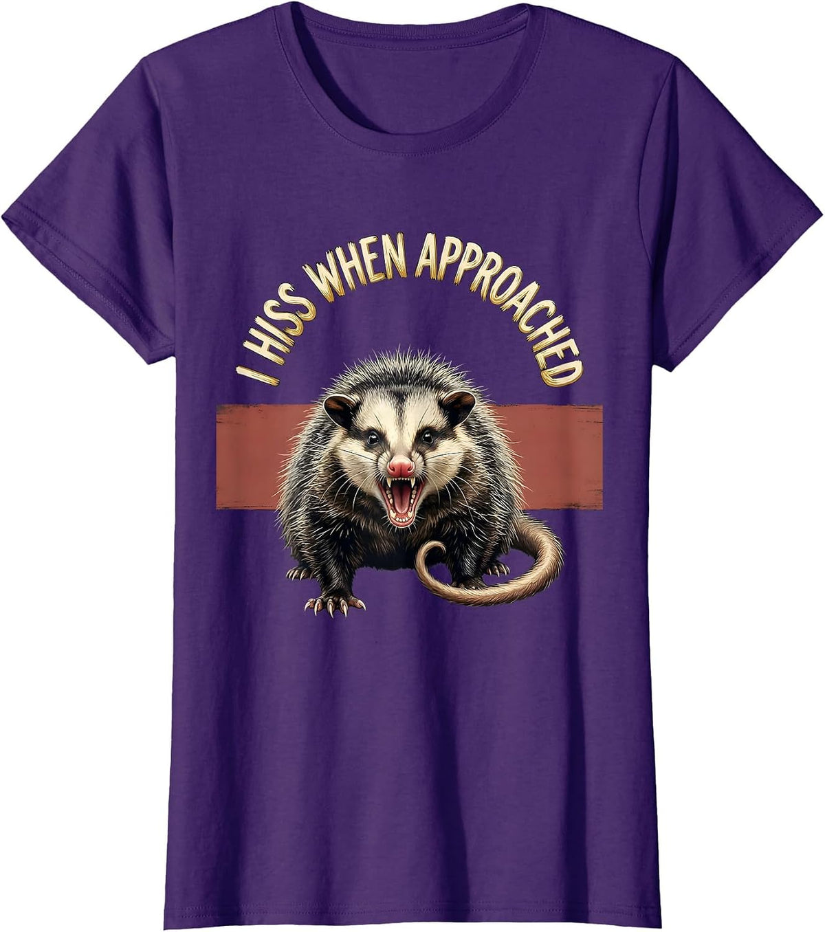 Women's I Hiss When Approached Funny Opossum Animal Meme Humor T-Shirt - Purple