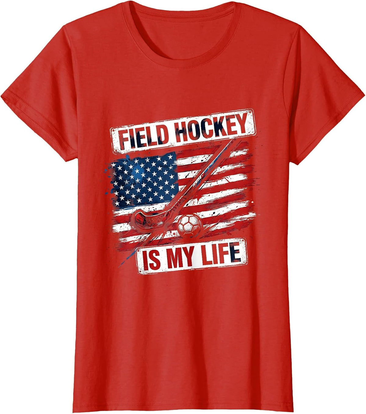 Field Hockey Is My Life Passionate Player Design T-Shirt - Red