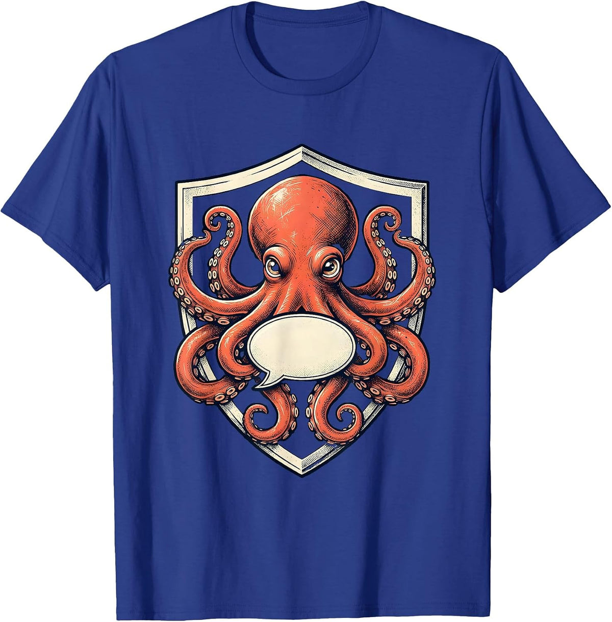 Men's Heraldic Octopus Emblem Marine Biology Enthusiast T-Shirt - Royal Blue