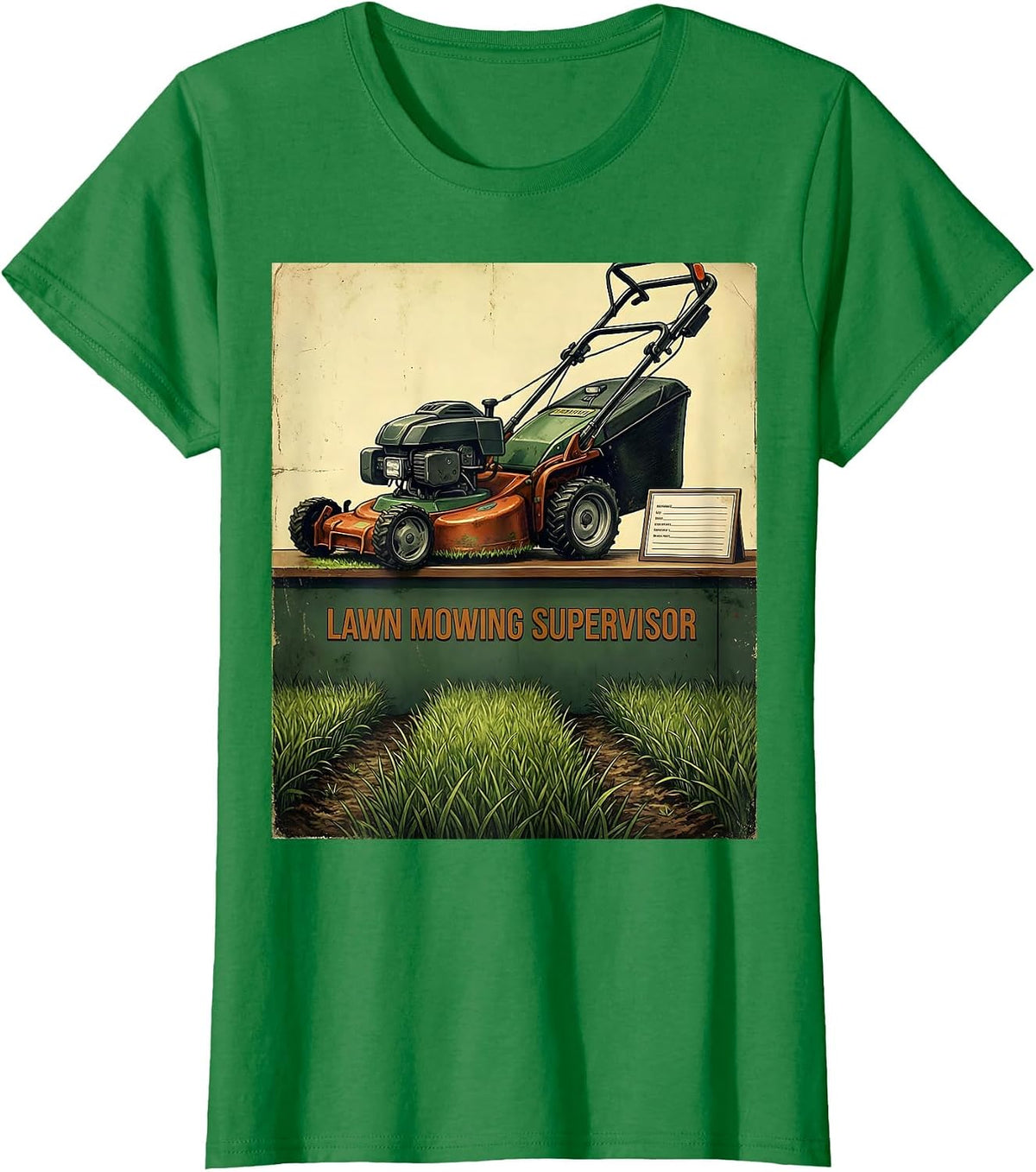 Women's Lawn Mowing Supervisor Vintage Funny Dad Gift T-Shirt - Kelly Green