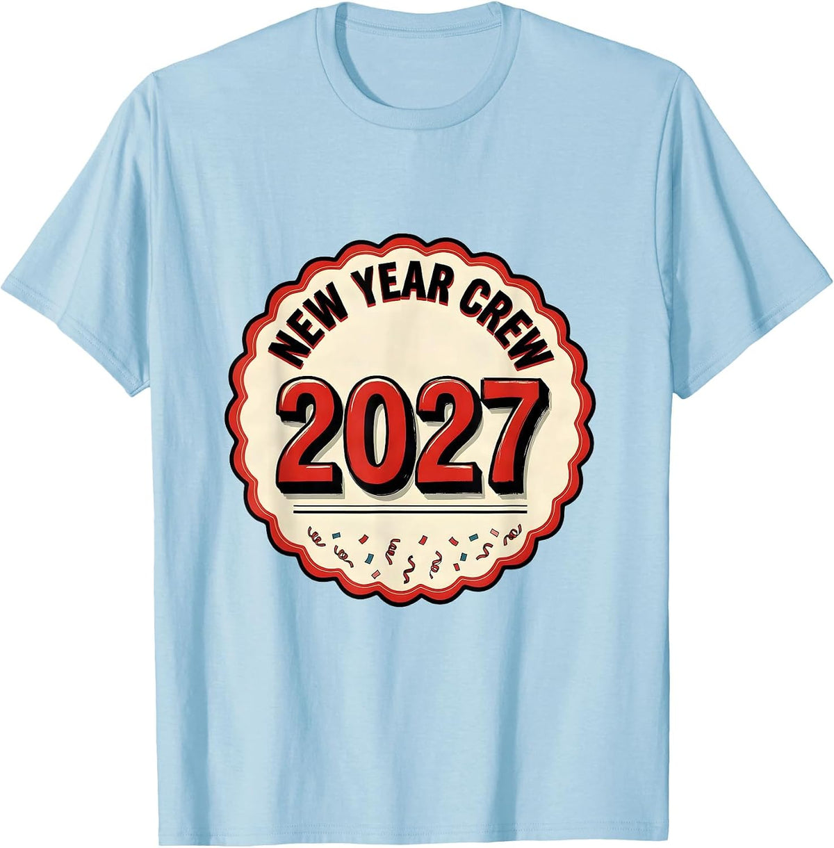 Men's New Year Crew 2027 Festive Party Host Family Keepsake T-Shirt - Baby Blue