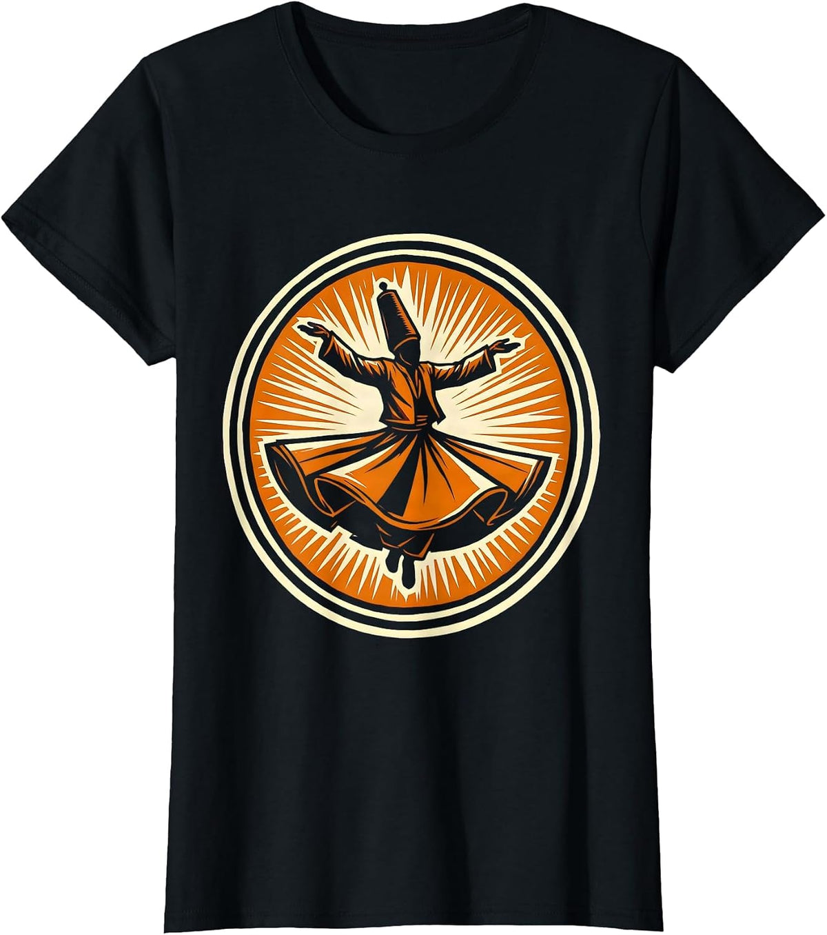 Sufi Dervish Whirling Spiritual Art Design T-Shirt - Black