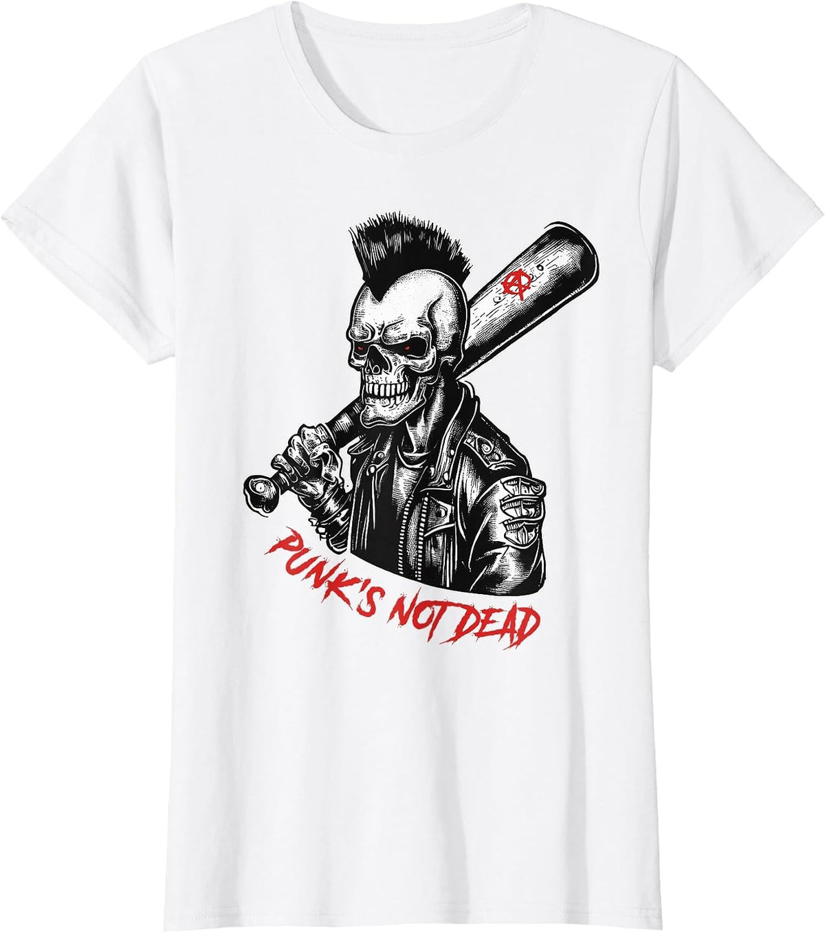 Punks NOT Dead Shirt Skull 70s 80s Emo Punk Goth Clothes T-Shirt - White