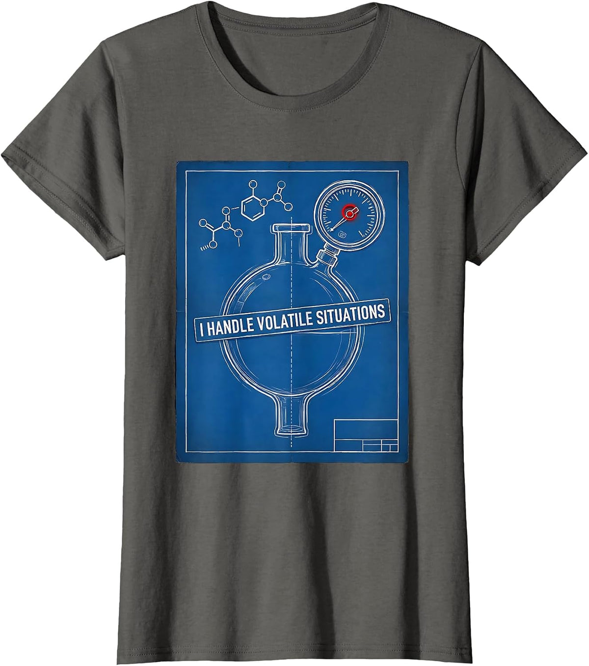 Women's I Handle Volatile Situations Funny Chemistry Nerd Humor T-Shirt - Asphalt Grey