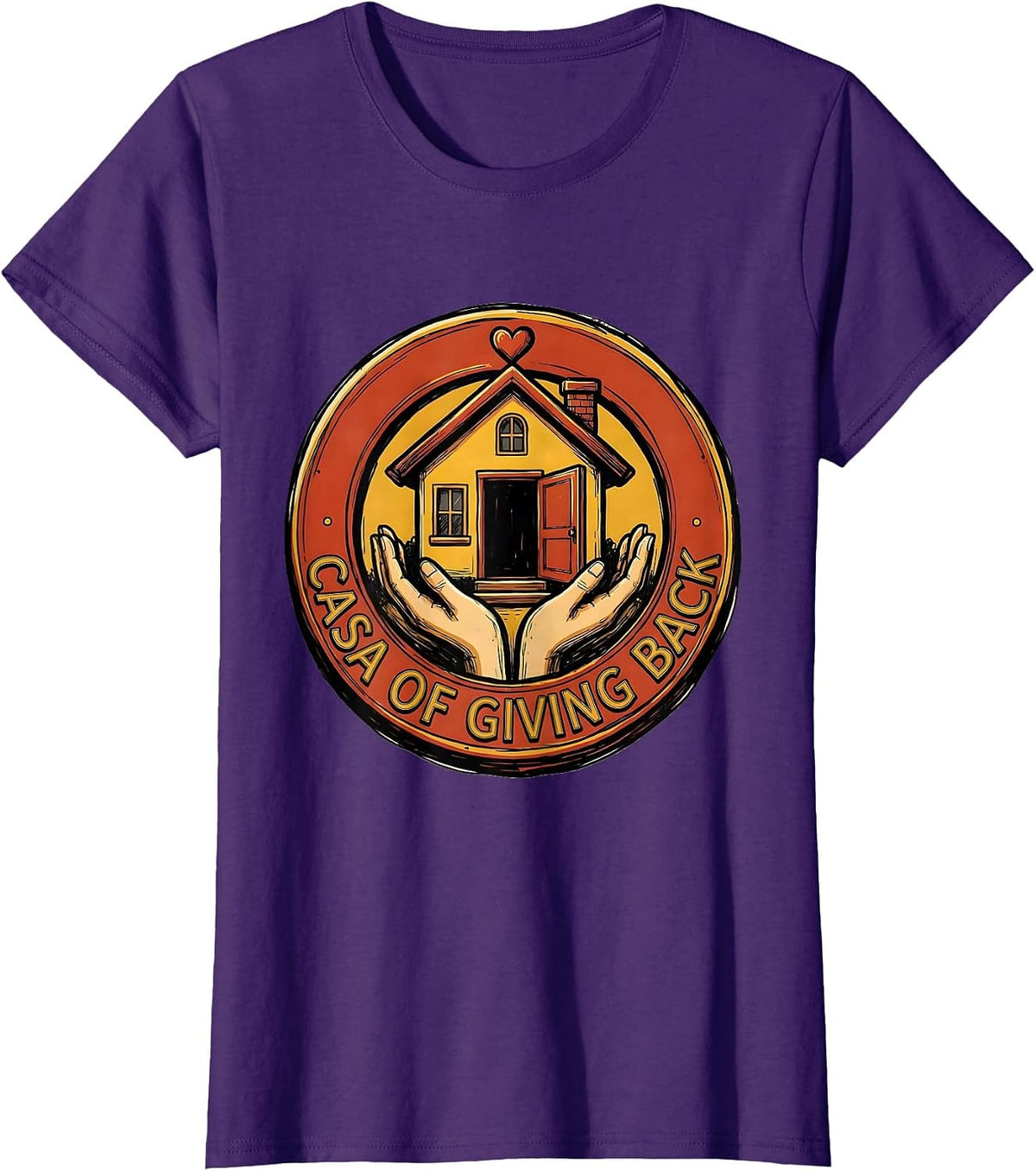 Women's Altruismo Casa of Giving Back Graphic Design T-Shirt - Purple