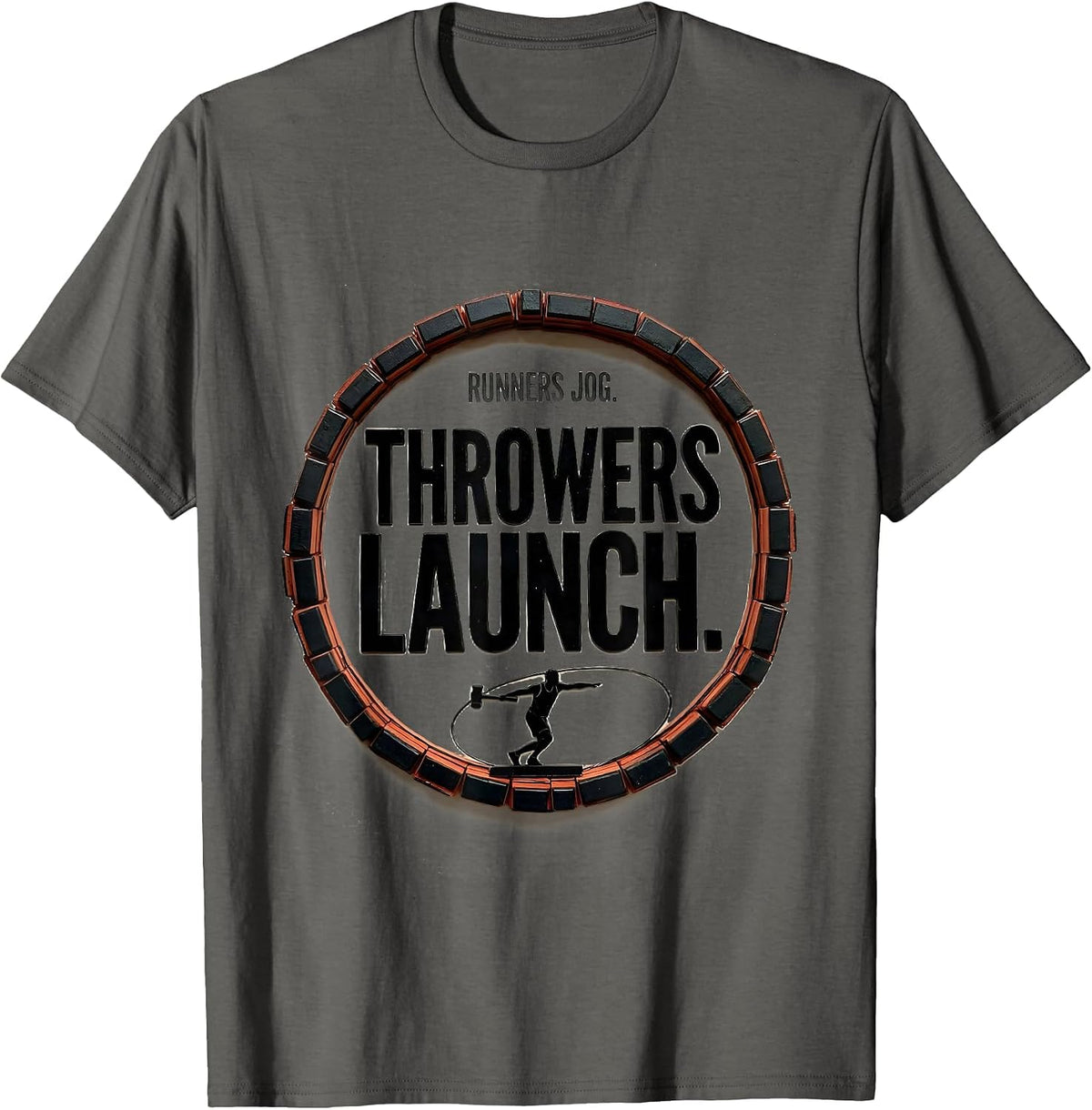 Runners Jog Throwers Launch Defiant Track And Field Throwers T-Shirt - Asphalt Grey