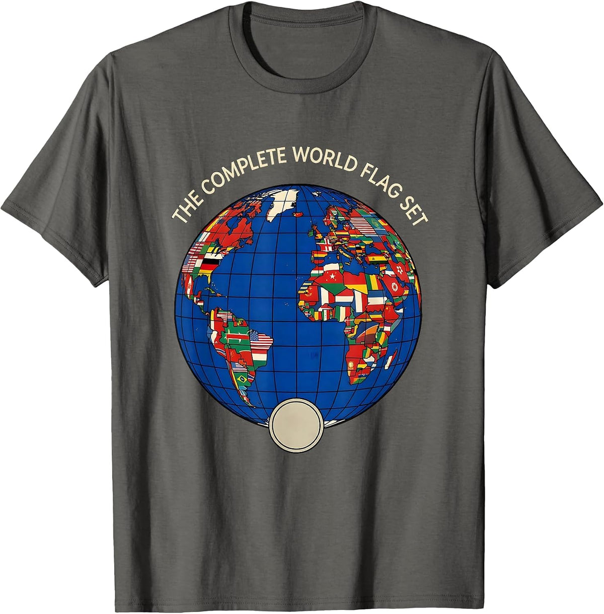 Men's The Complete World Flag Set Geography Lover Travel T-Shirt - Asphalt Grey
