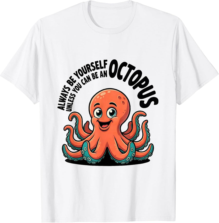 Men's Always Be Yourself Unless You Can Be An Octopus Cartoon T-Shirt - White