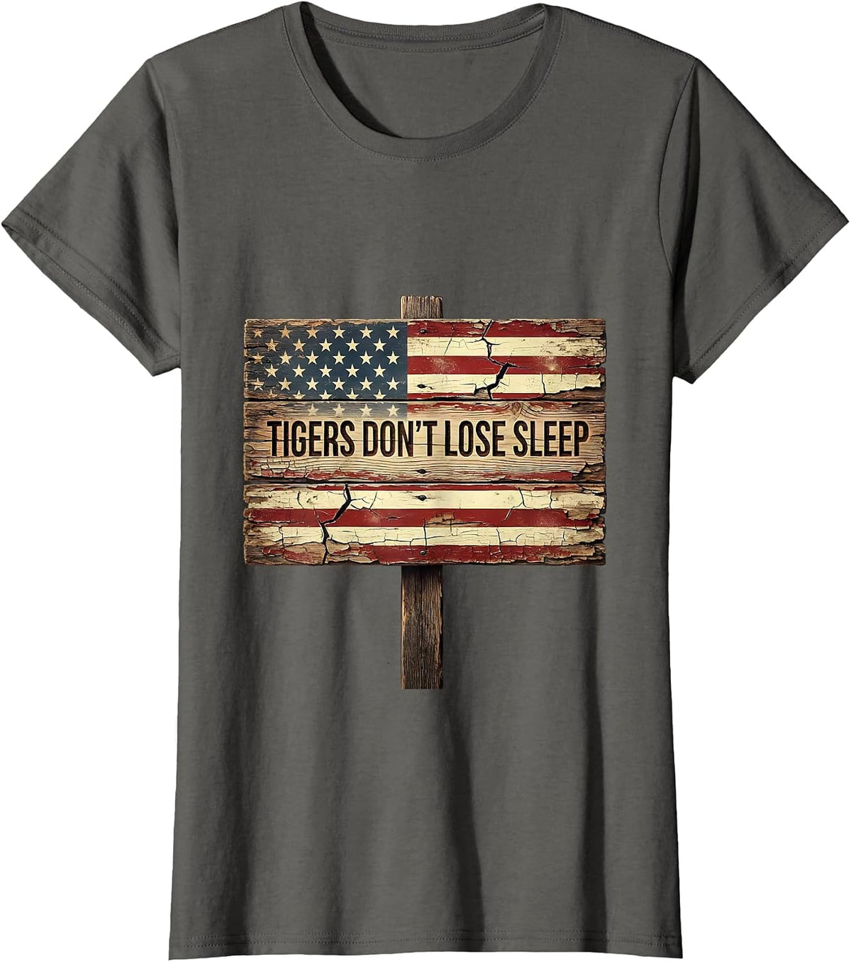Women's Tigers Don't Lose Sleep Bold Tiger Women Design T-Shirt - Asphalt Grey