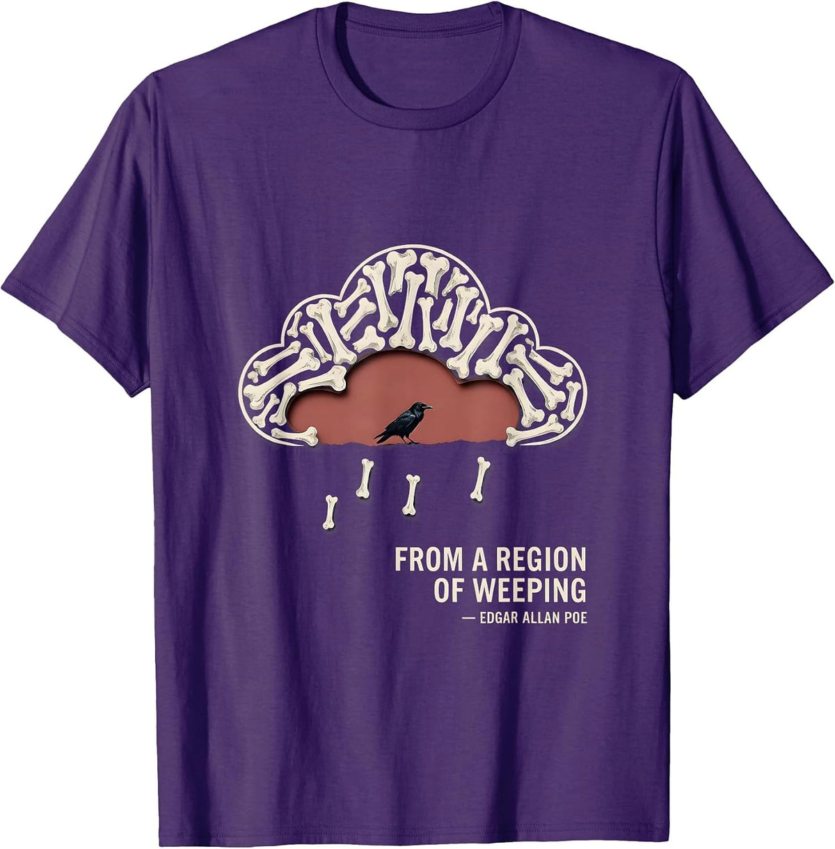 Men's From A Region Of Weeping Edgar Allan Poe Gothic Literature T-Shirt - Purple