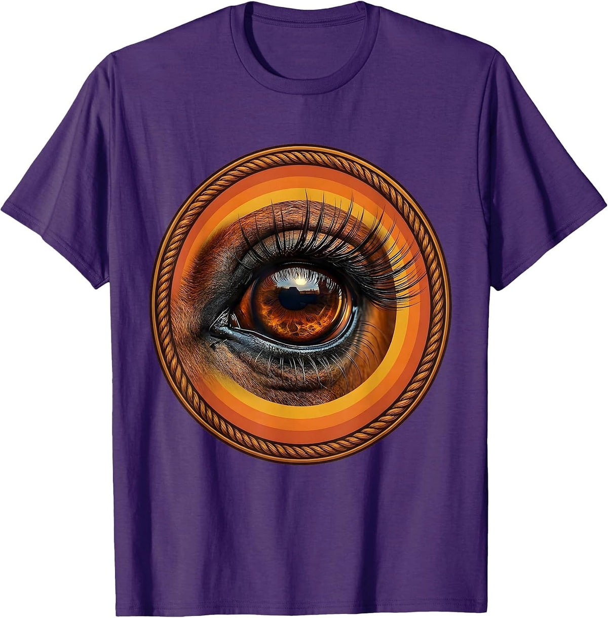 Men's Horse Eye Close-Up Long Lashes Western Graphic T-Shirt - Purple