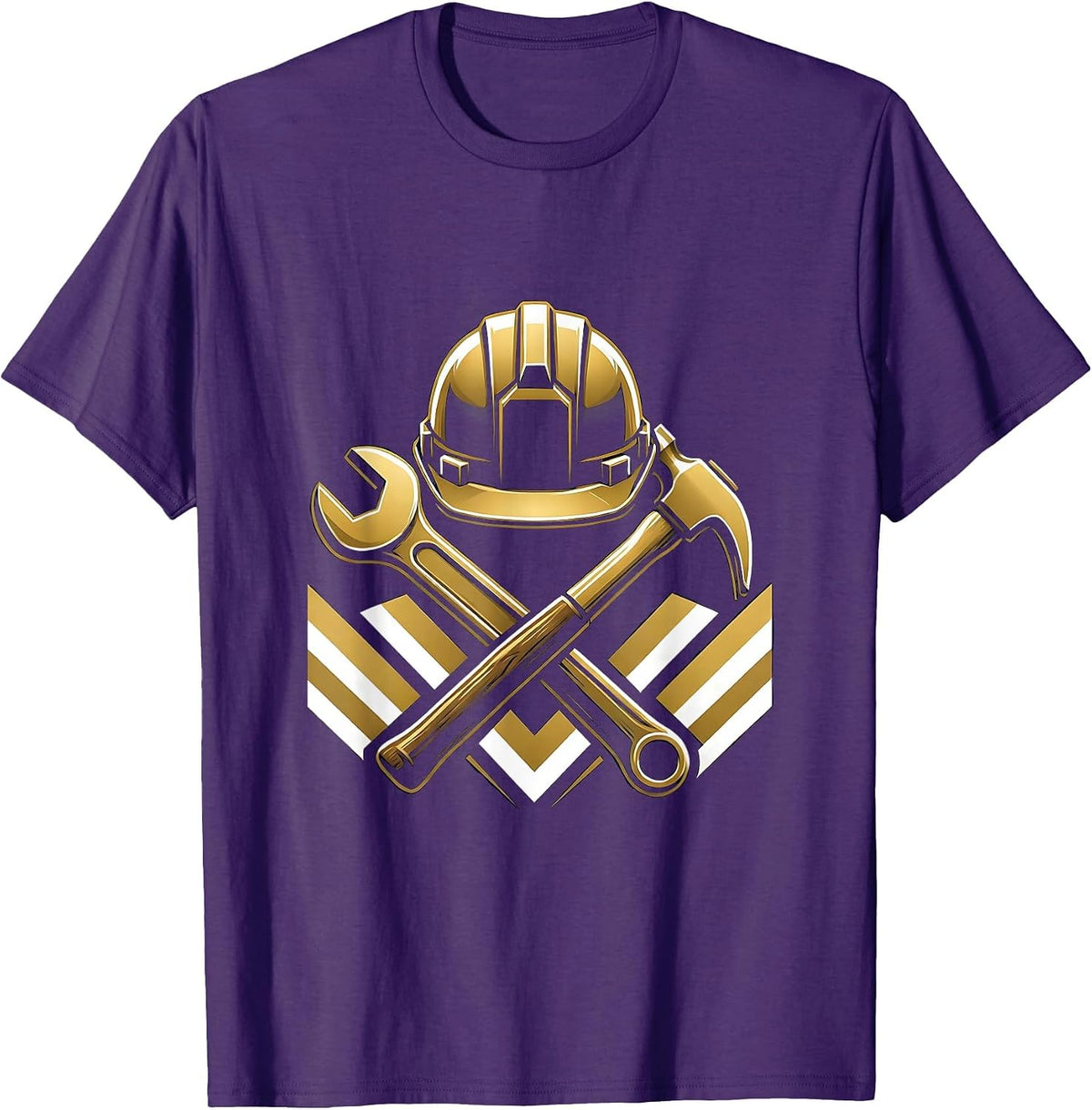 Labor Day Hard Hat Crossed Tools Graphic T-Shirt - Purple