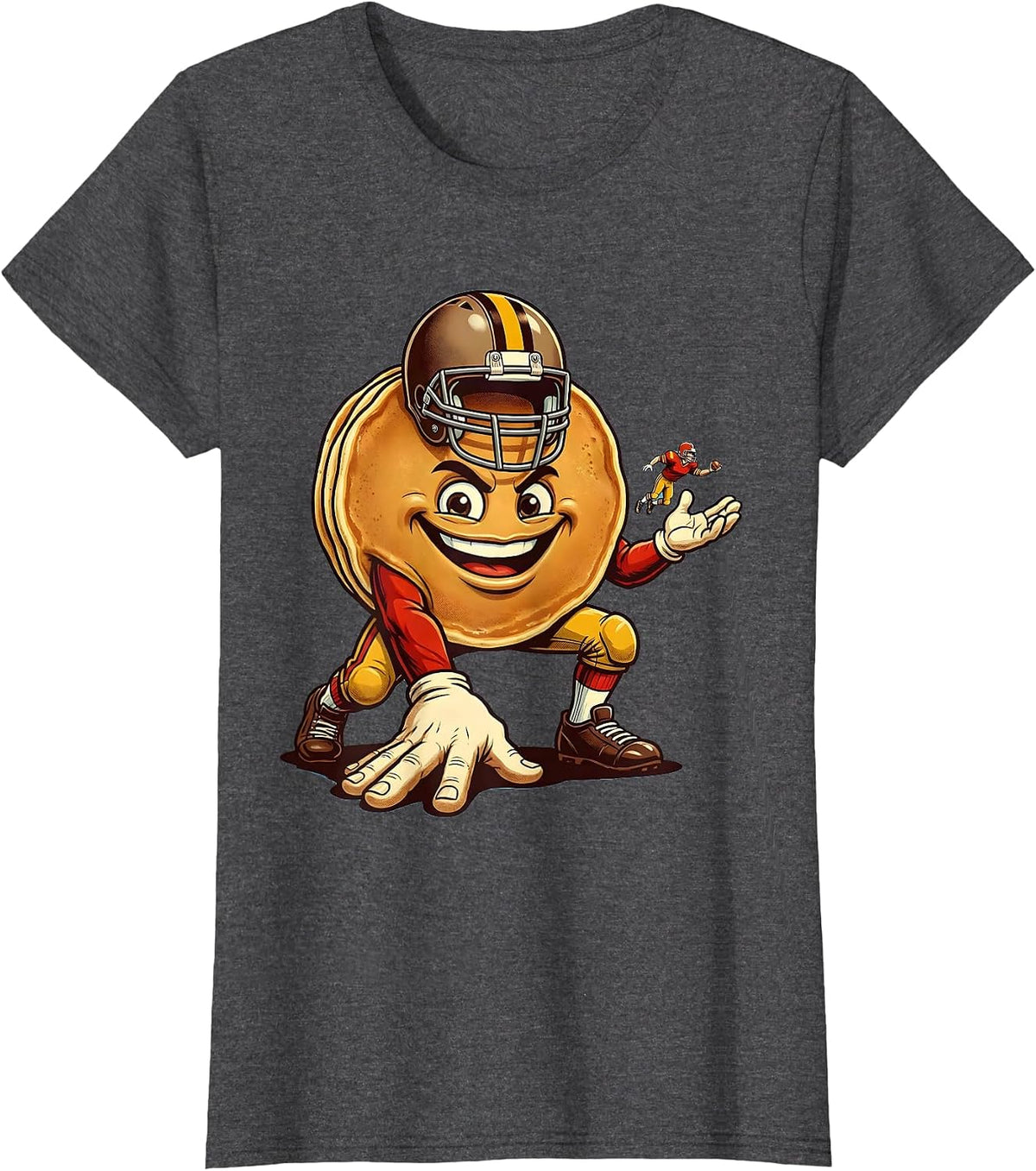 Women's Original Pancake Lineman Retro Football Fan Humor T-Shirt - Dark Heather Grey
