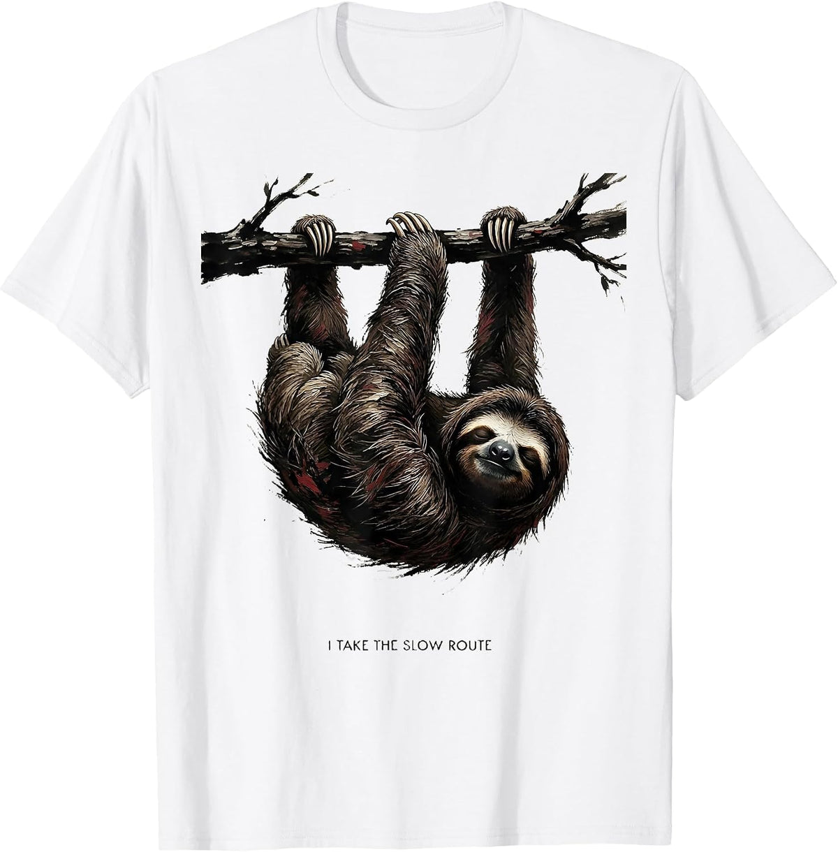 Men's I Take The Slow Route Funny Sloth Lazy Humor Gift T-Shirt - White
