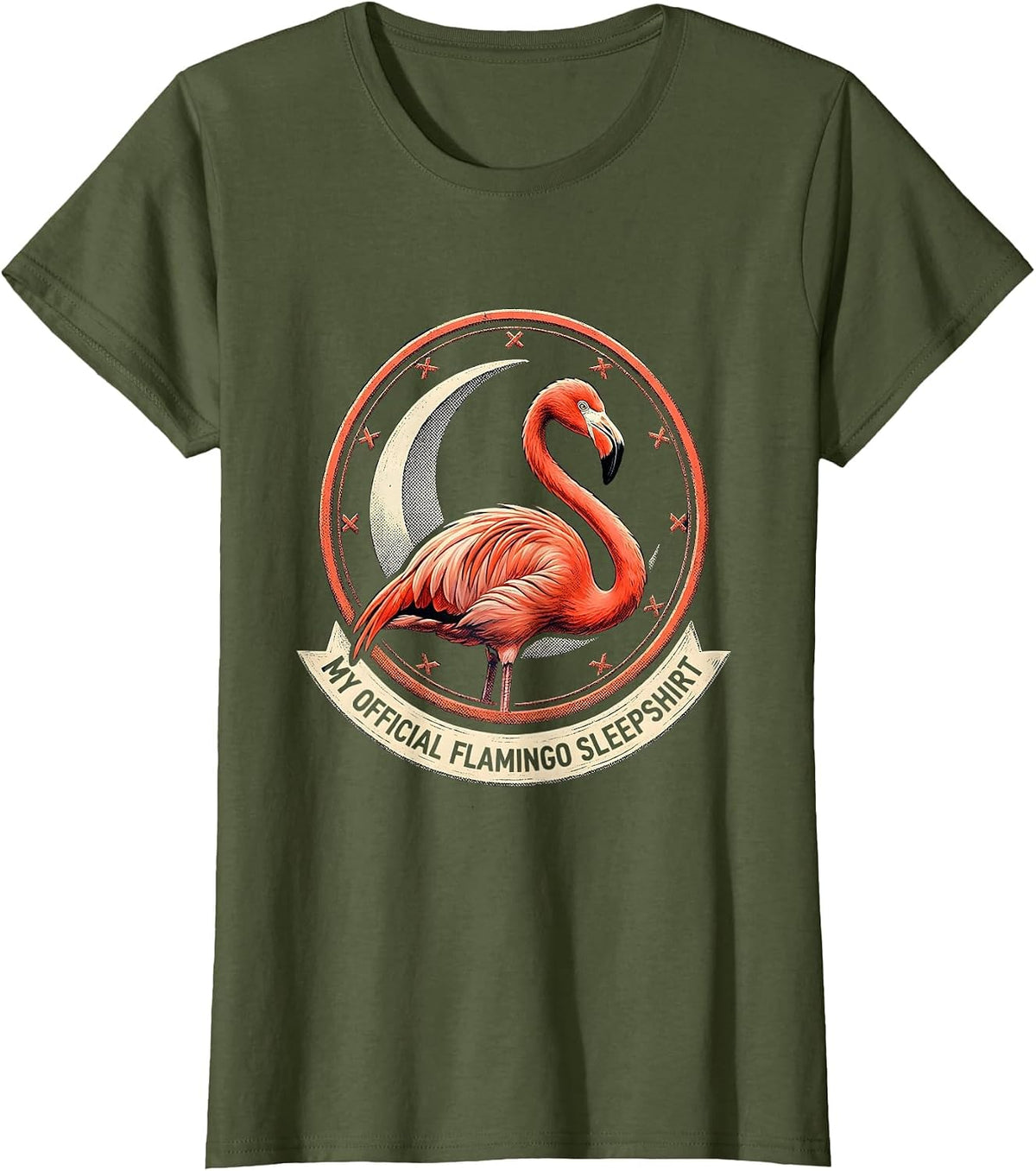 Women's My Official Flamingo Sleepshirt Cute Animal Lover Pajama T-Shirt - Olive Green
