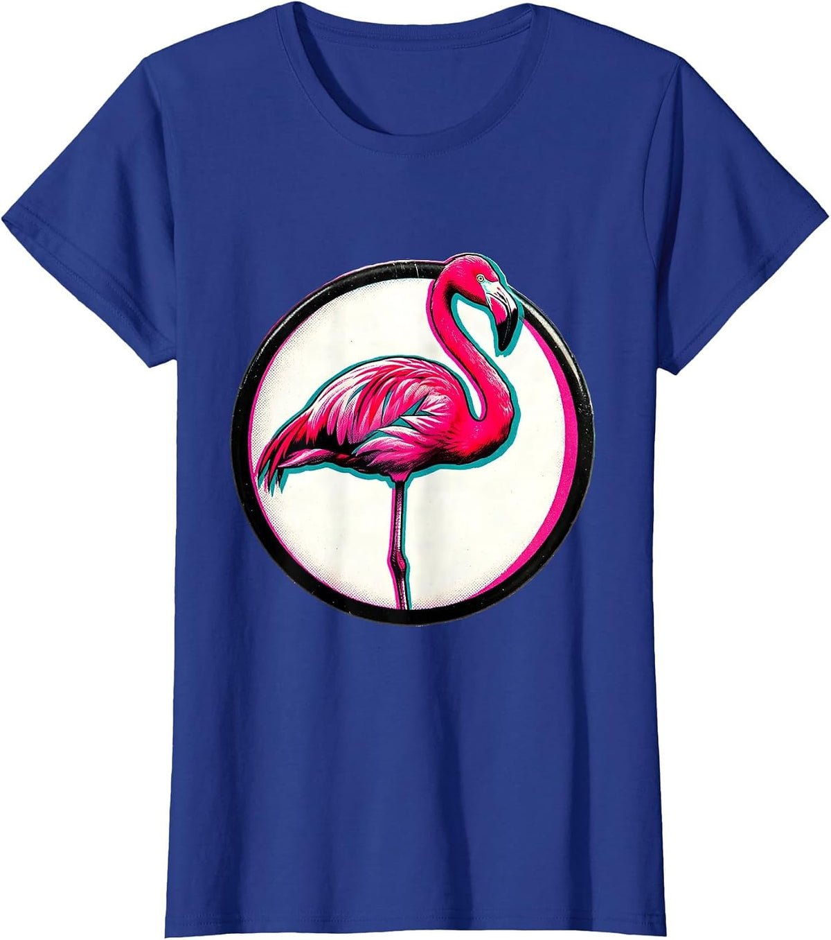 Women's Sealed Flamingo Badge Retro Novelty Bird Lover Gift T-Shirt - Royal Blue