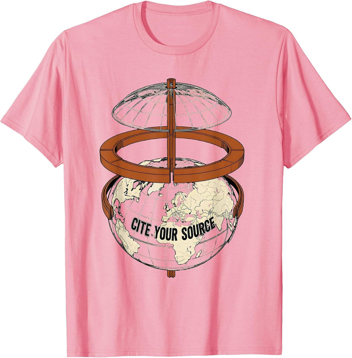 Cite Your Source Exploded Globe Technical History Teacher T-Shirt - Pink