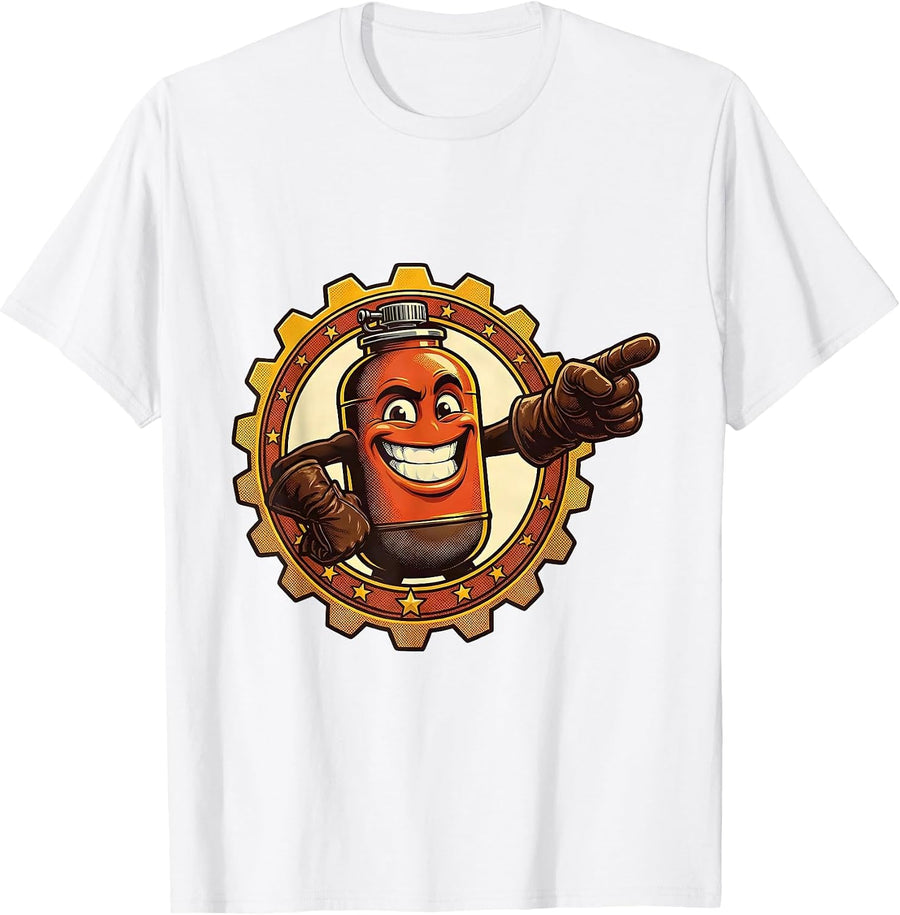 Men's Labor Day Blowtorch Gloved Hands Illustration T-Shirt - White