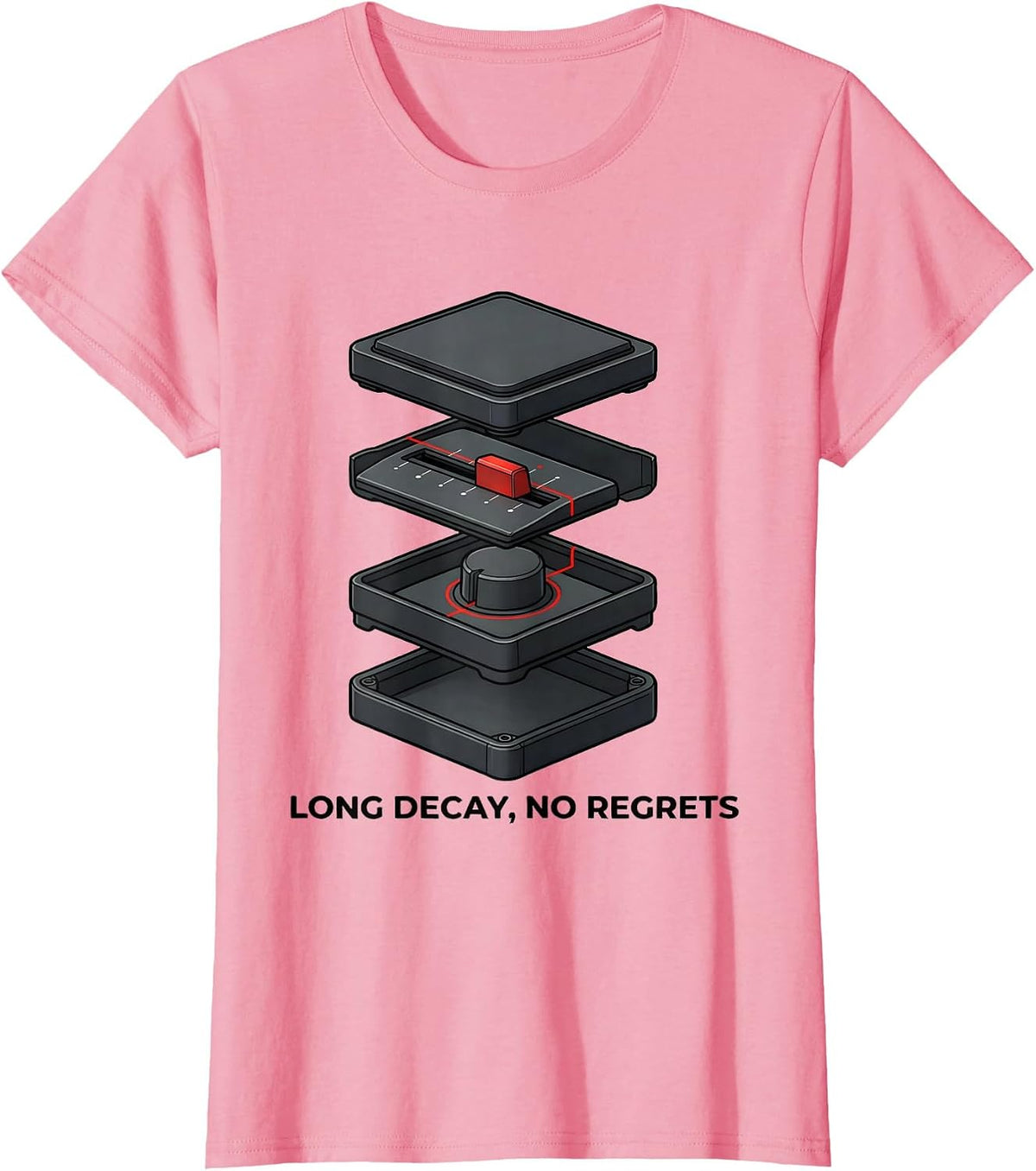 Women's Long Decay No Regrets Retro DJ Gift Electronic Music Lover T-Shirt - Pink