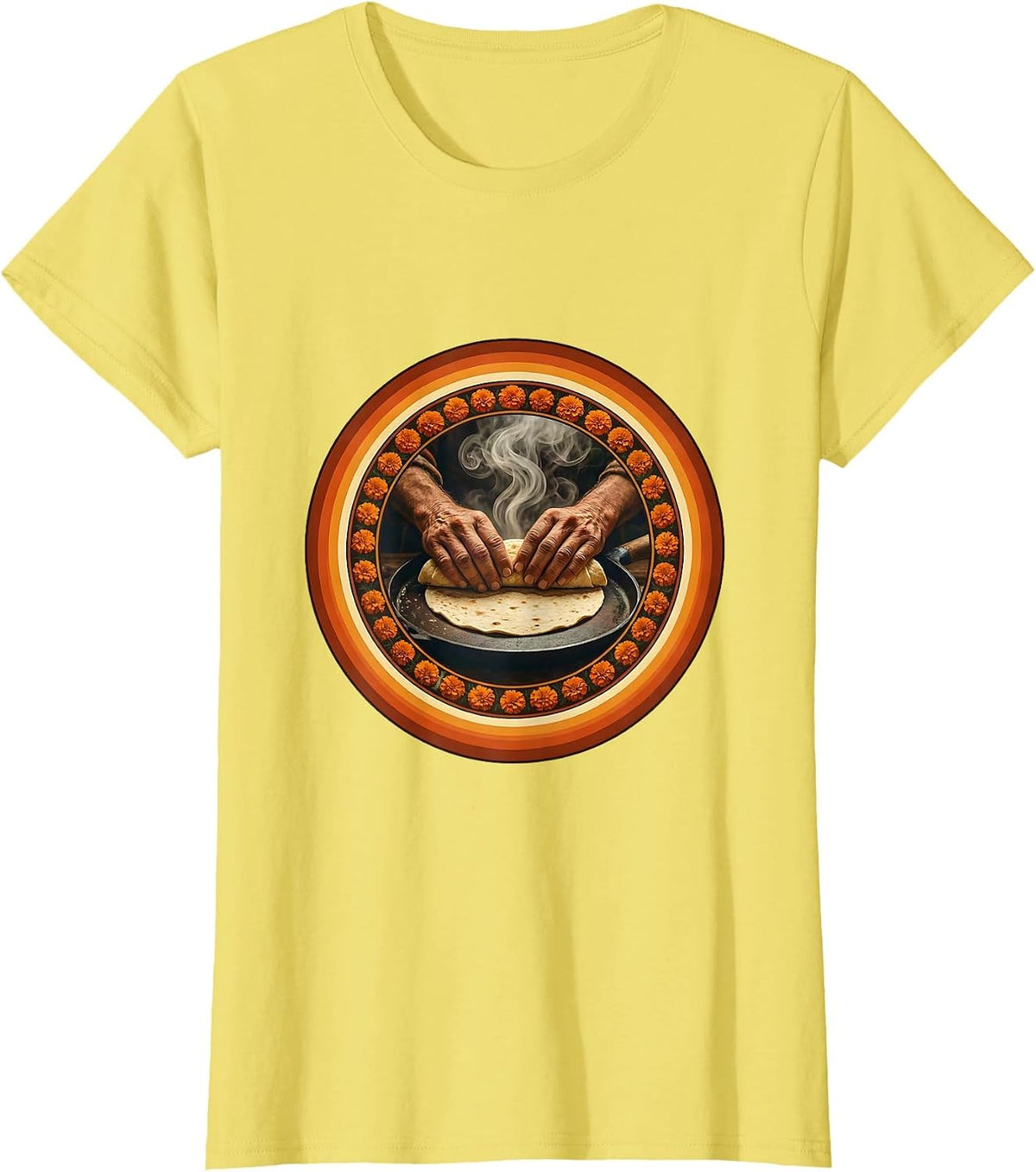 Abuela Tortillas Comal Hispanic Heritage Graphic T-Shirt - Lemon Yellow