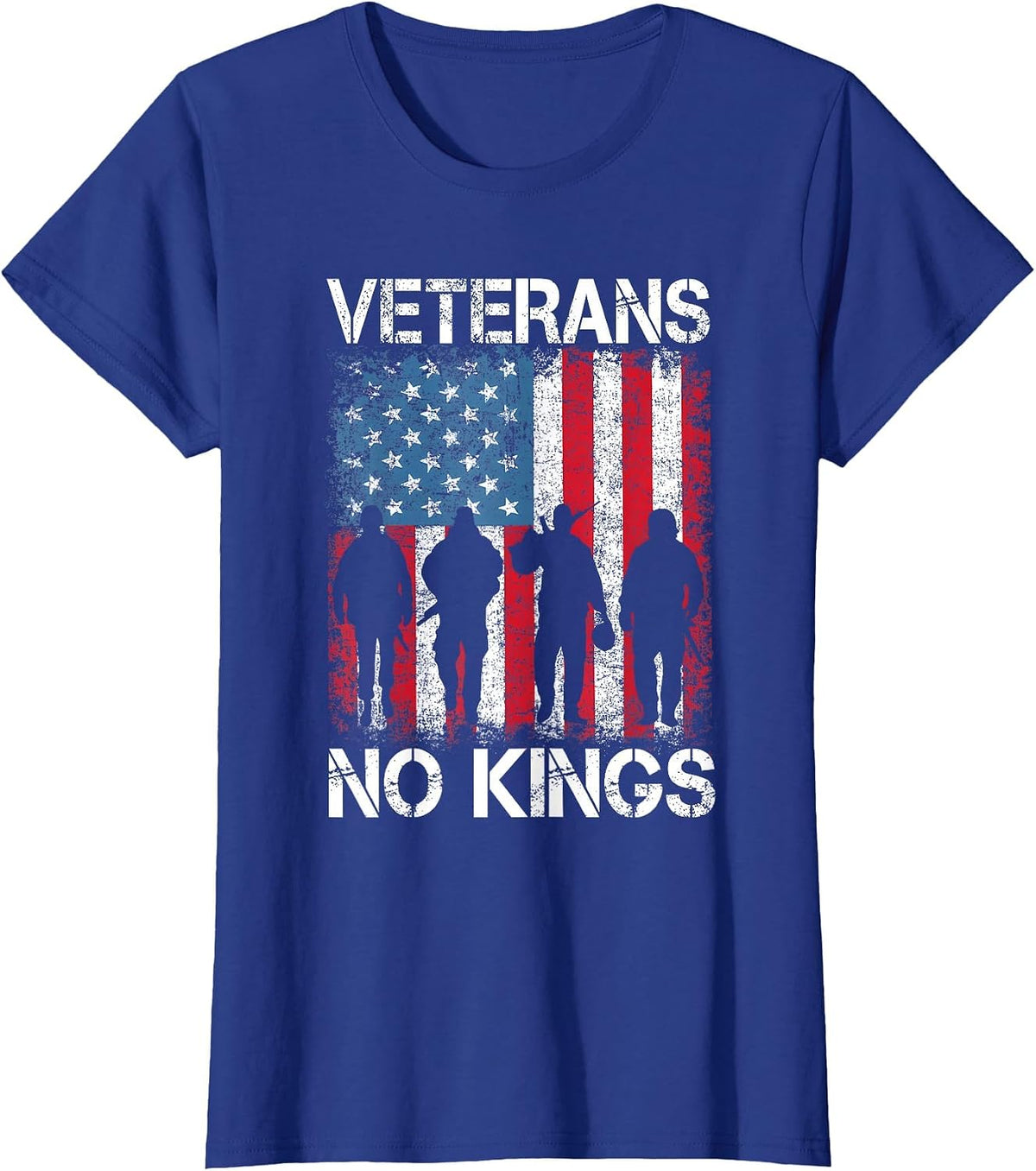 Vintage Military America Flag Veterans Day T-Shirt - Royal Blue