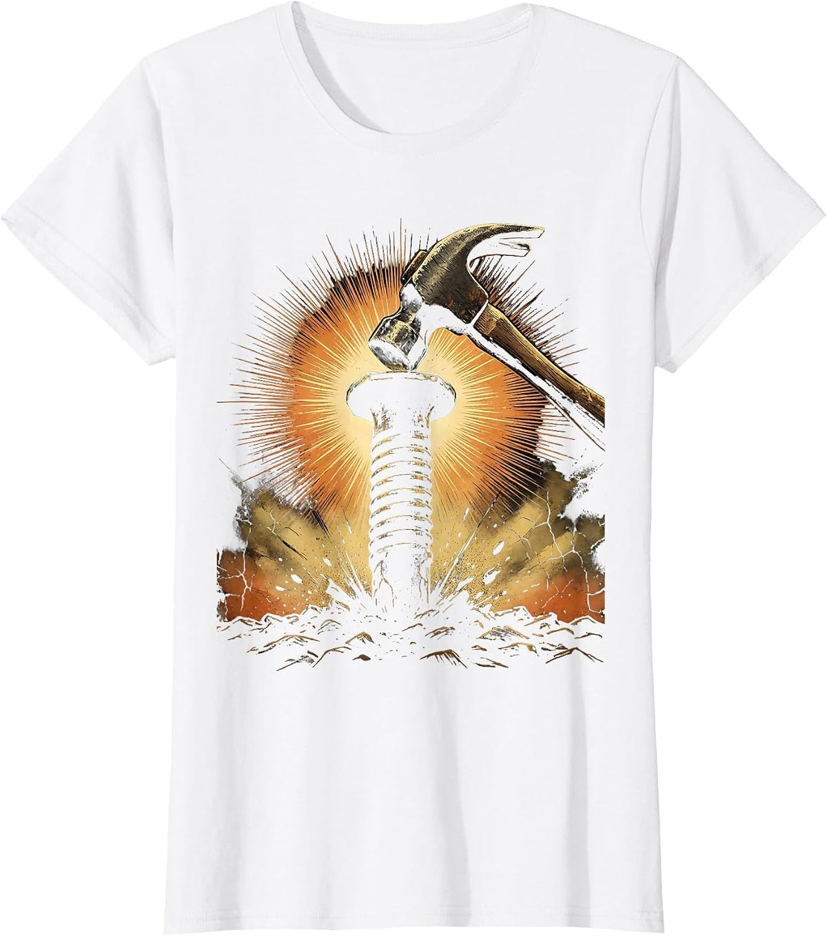 Labor Day Railroad Spike Driving Illustration T-Shirt - White
