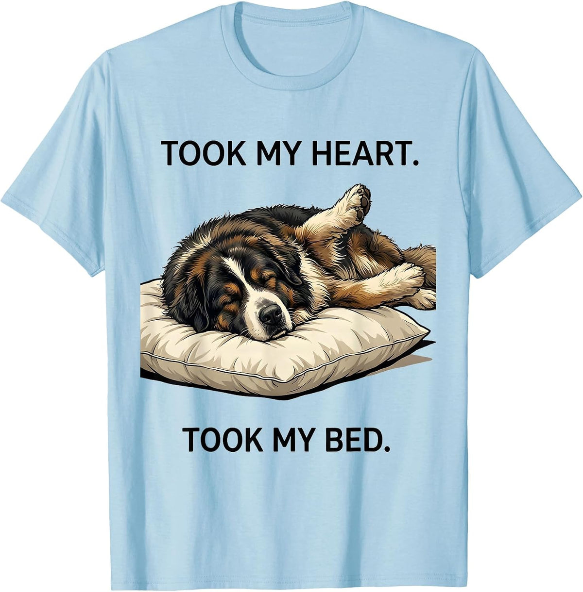 Men's Took My Heart Took My Bed Great Pyrenees Official Sleepshirt T-Shirt - Baby Blue