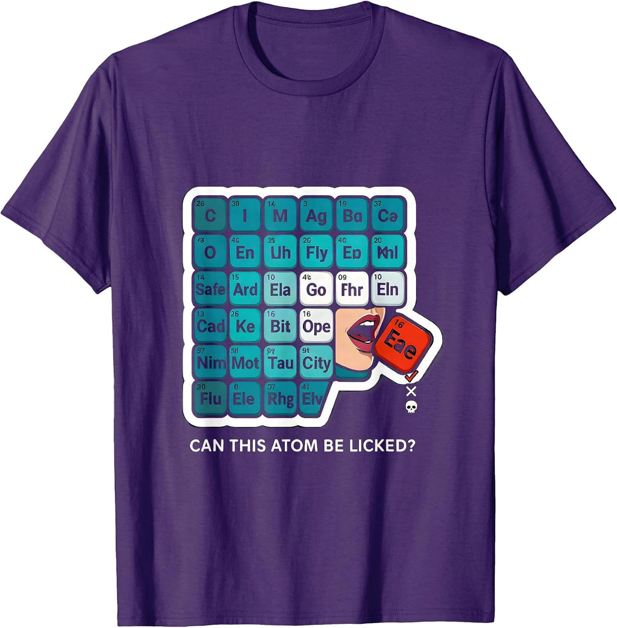 Men's Can This Atom Be Licked Funny Periodic Table Science Teacher T-Shirt - Purple