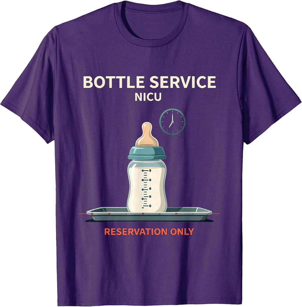 Men's Bottle Service NICU Reservation Only Nurse New Year Eve T-Shirt - Purple